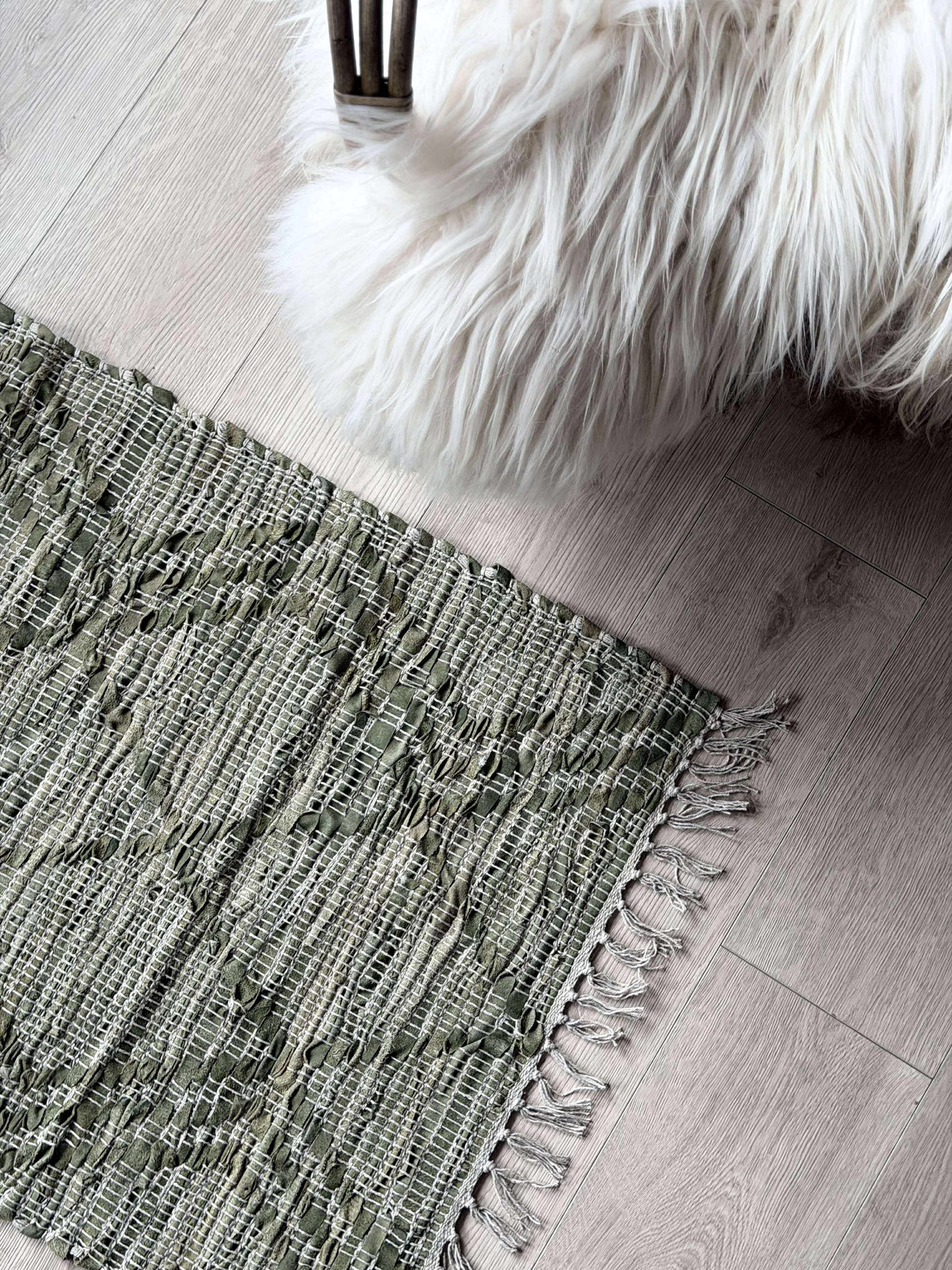 Dørmåtte læder med fryns - Grøn