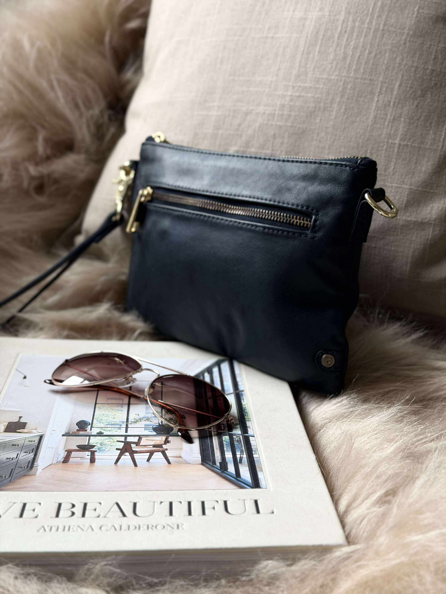 Smuk læder clutch - LADY Midnight Blue