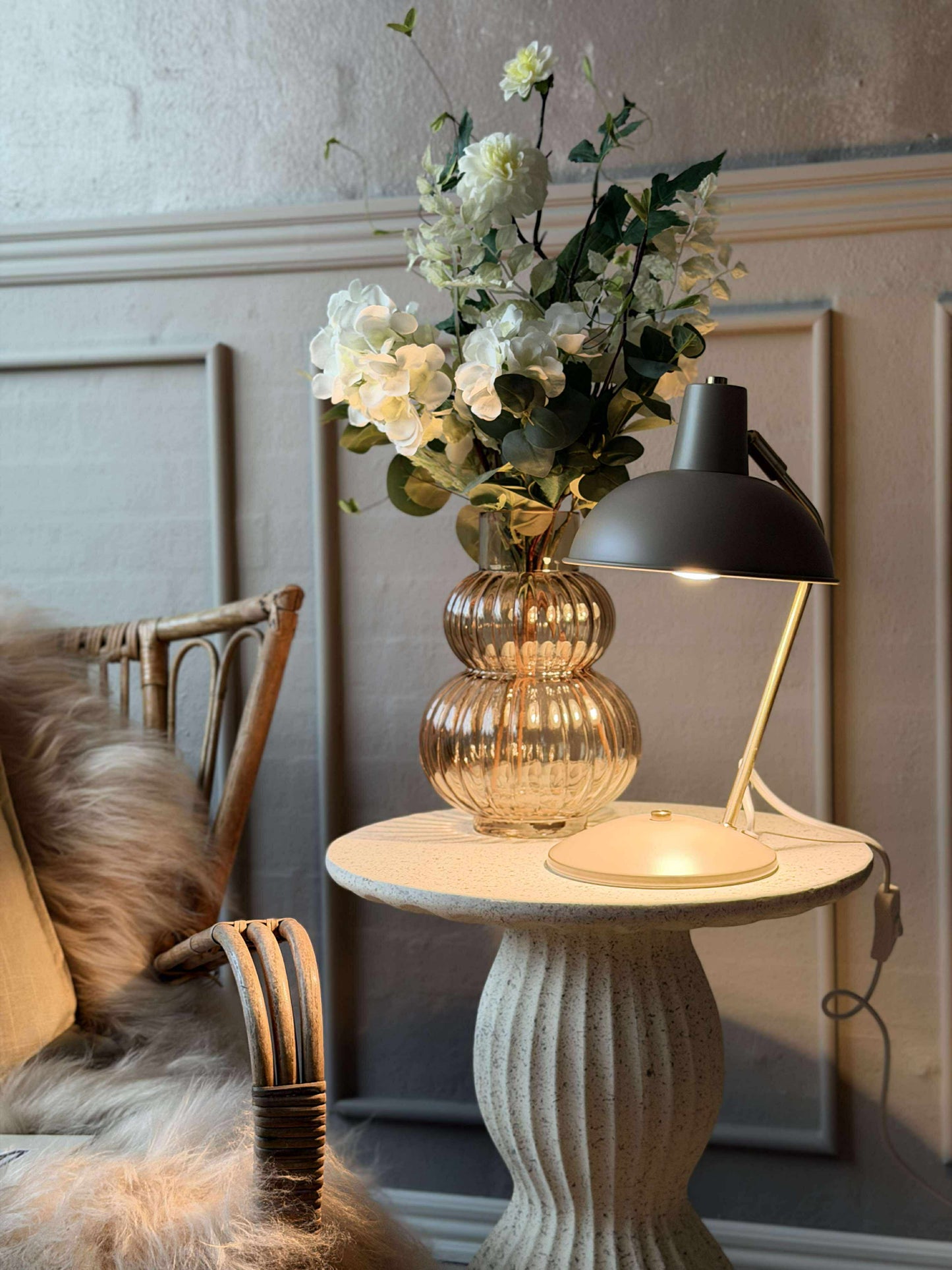Bordlampe Retro - Beige / guld