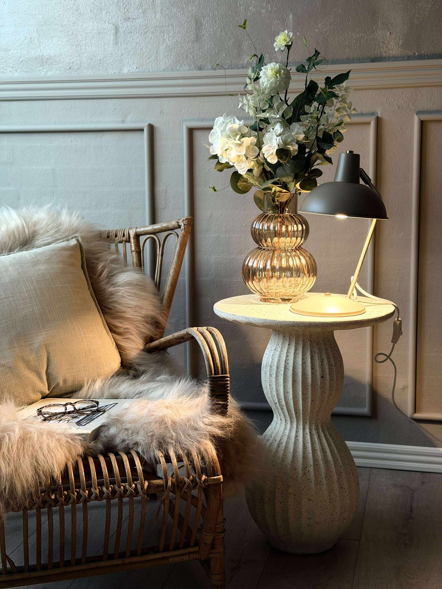 Bordlampe Retro - Beige / guld