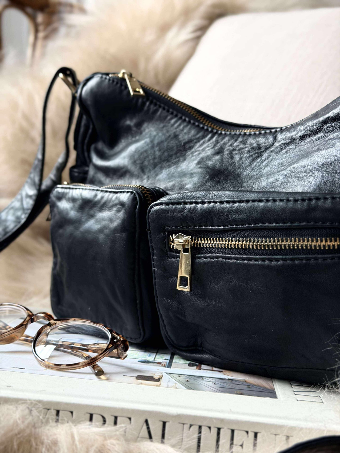 Skuldertaske Sienna - Black gold