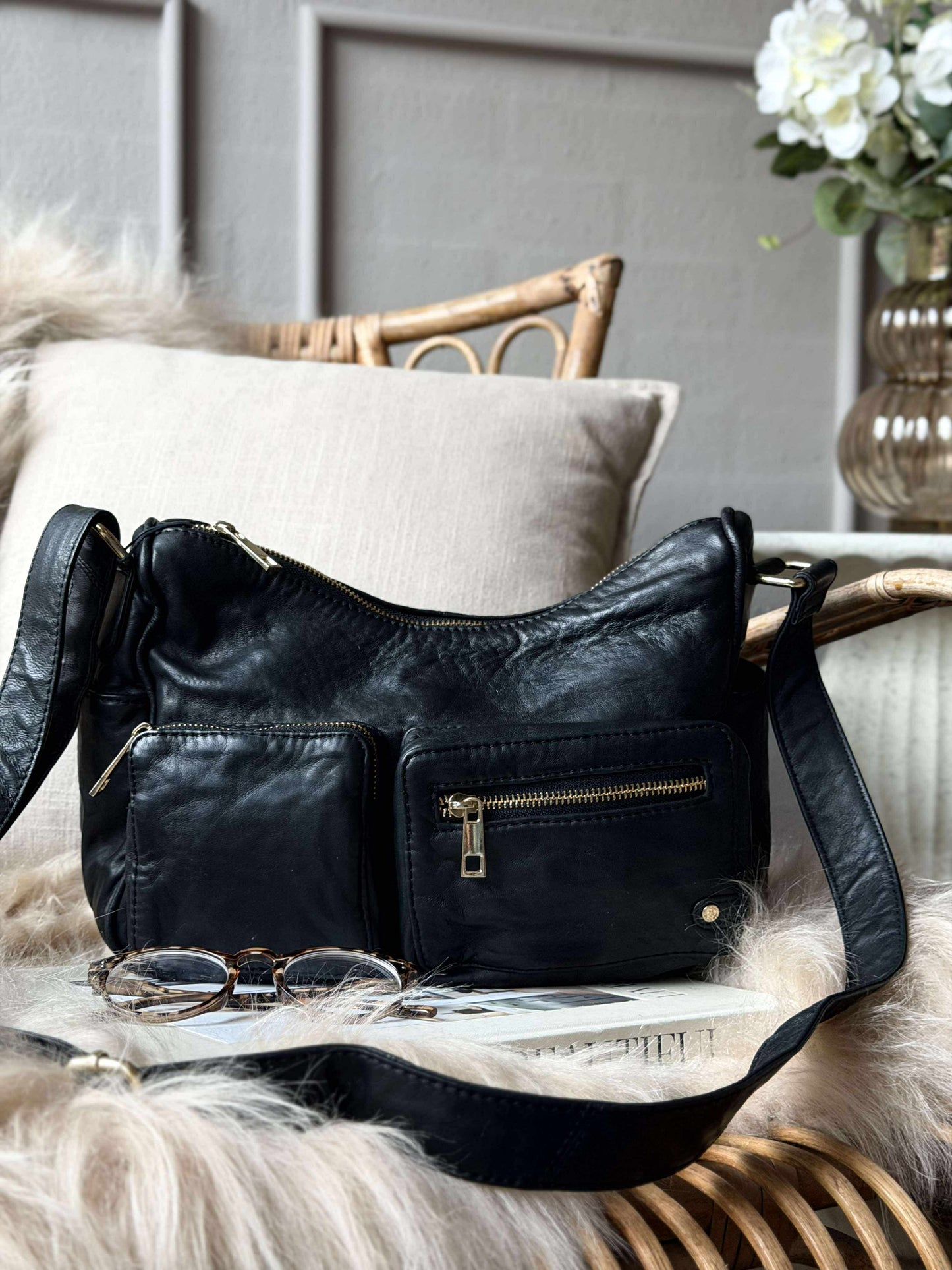 Skuldertaske Sienna - Black gold
