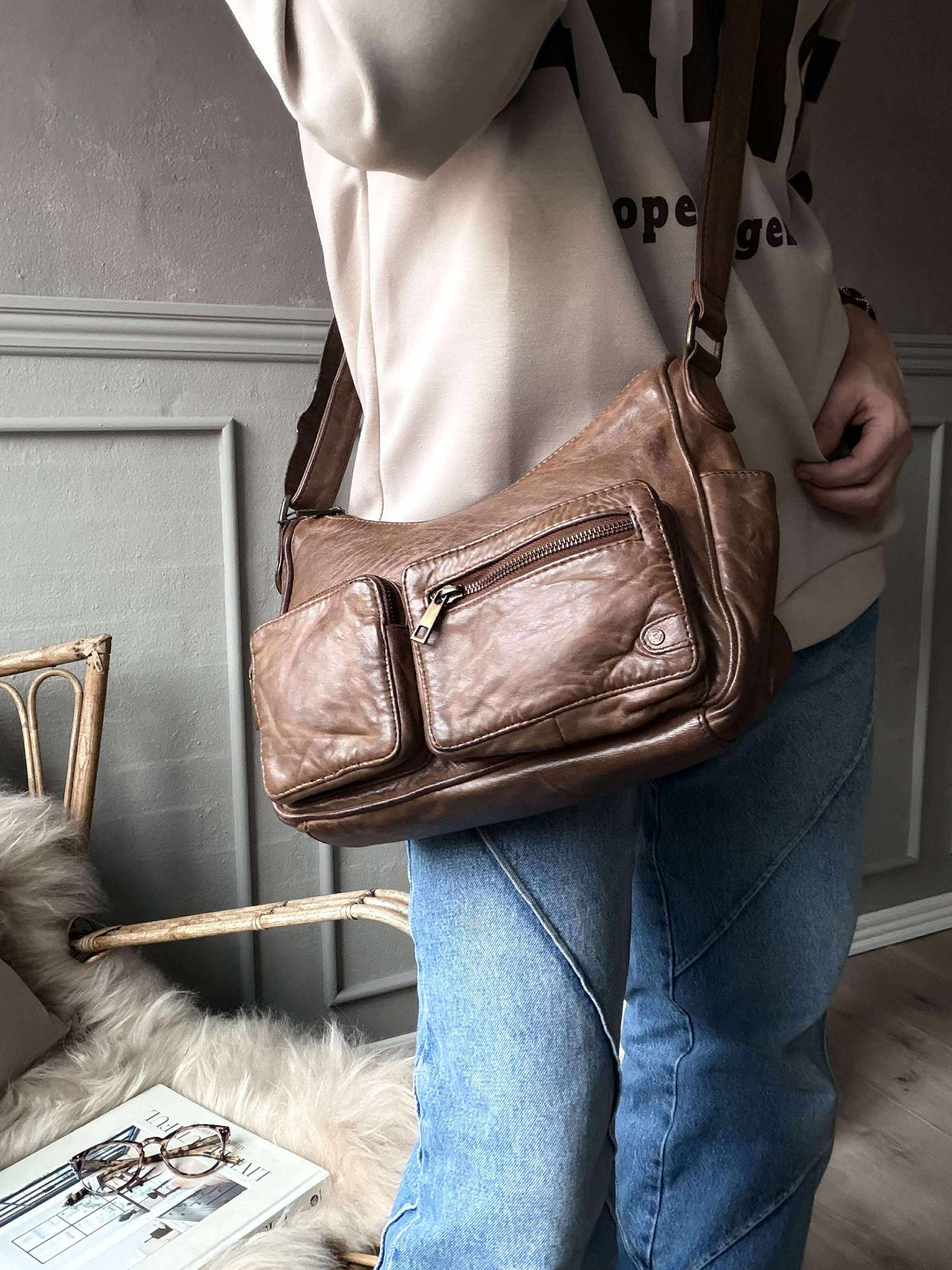 Skuldertaske Sienna - Chestnut