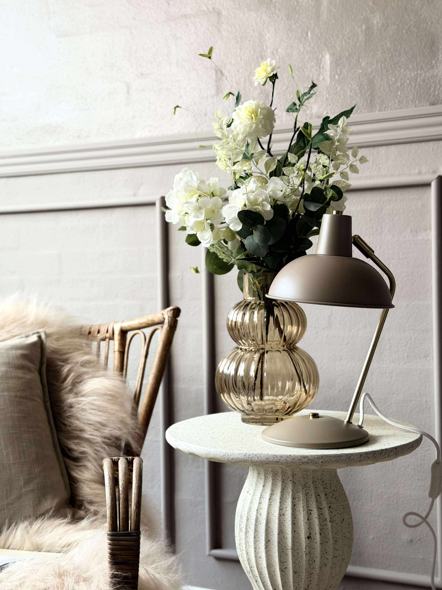 Bordlampe Retro - Beige / guld