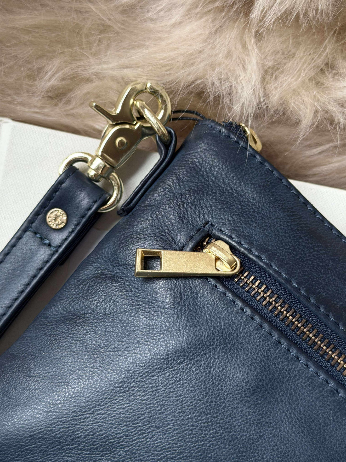 Smuk læder clutch - LADY Midnight Blue