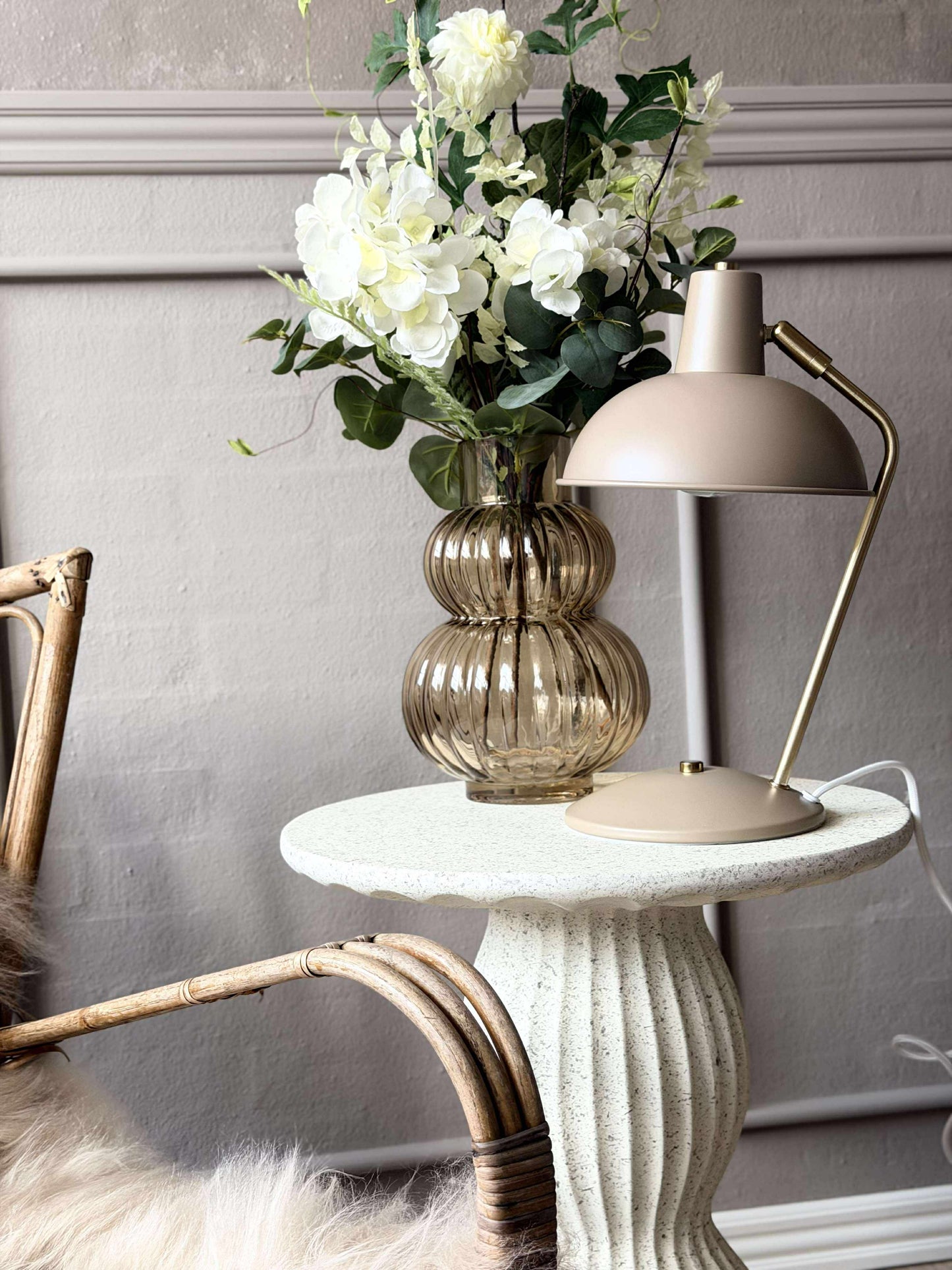 Bordlampe Retro - Beige / guld