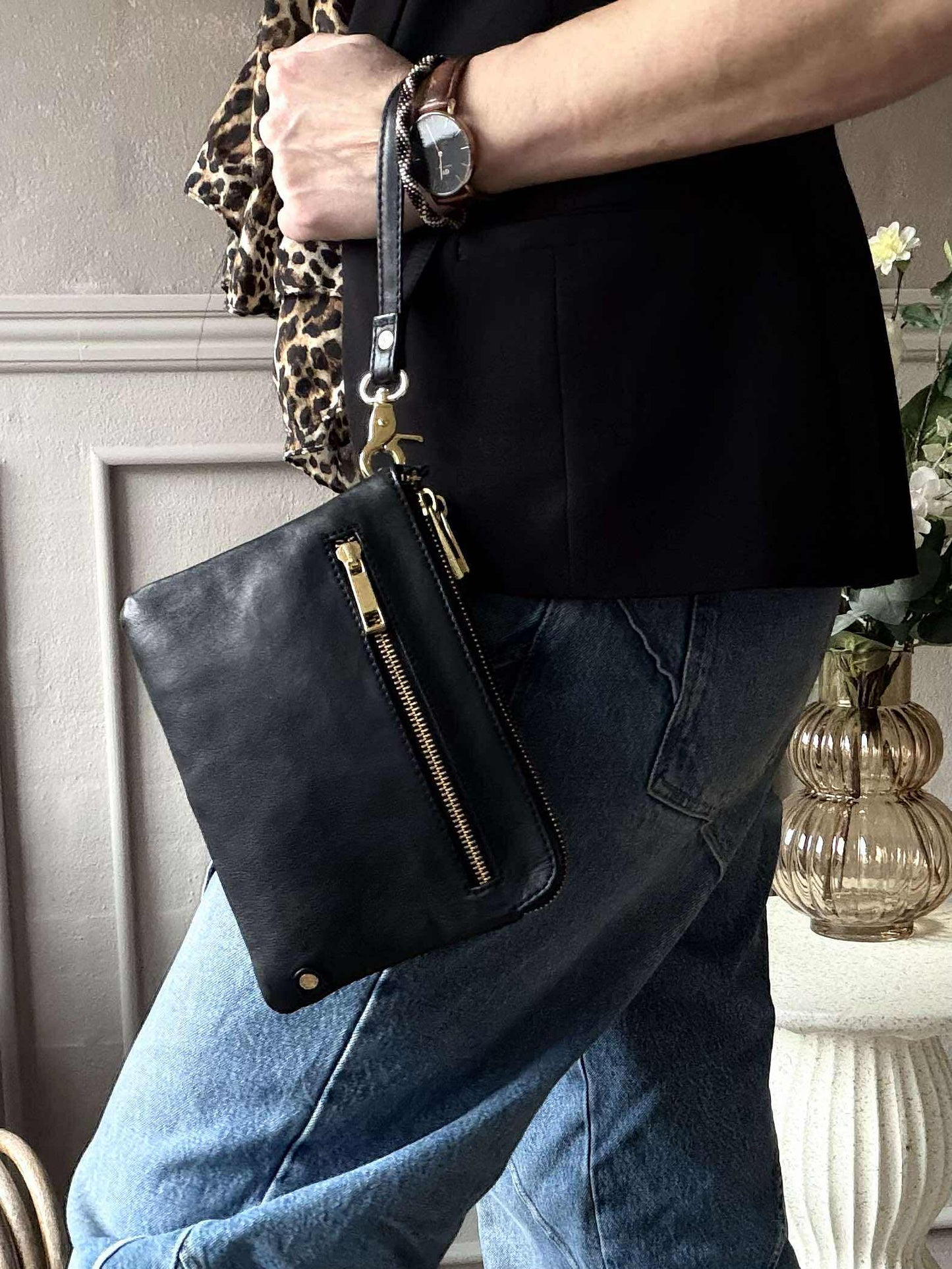 Clutch Selma- Black / gold