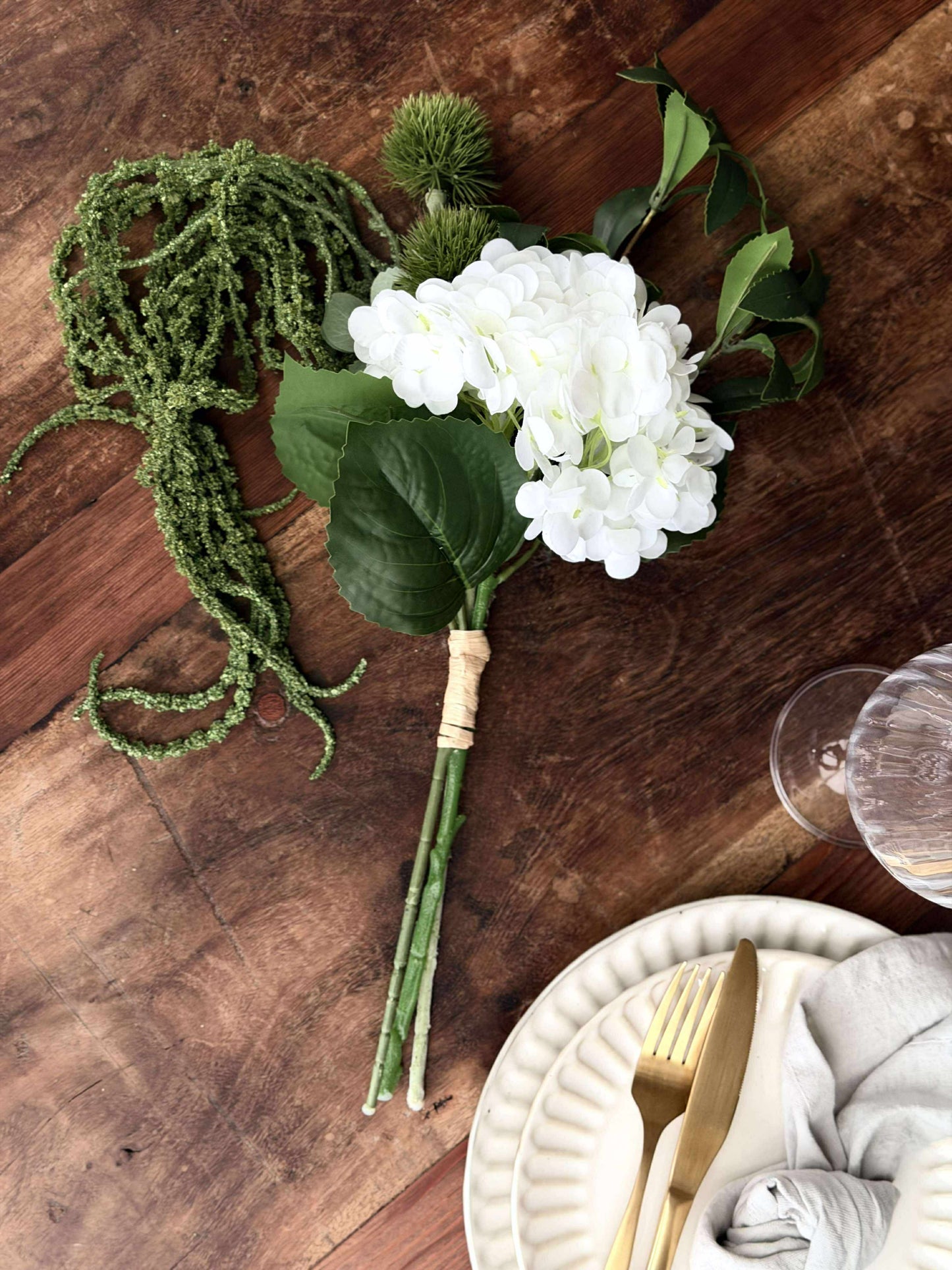 Buket - Lille hvid hortensia / Lime