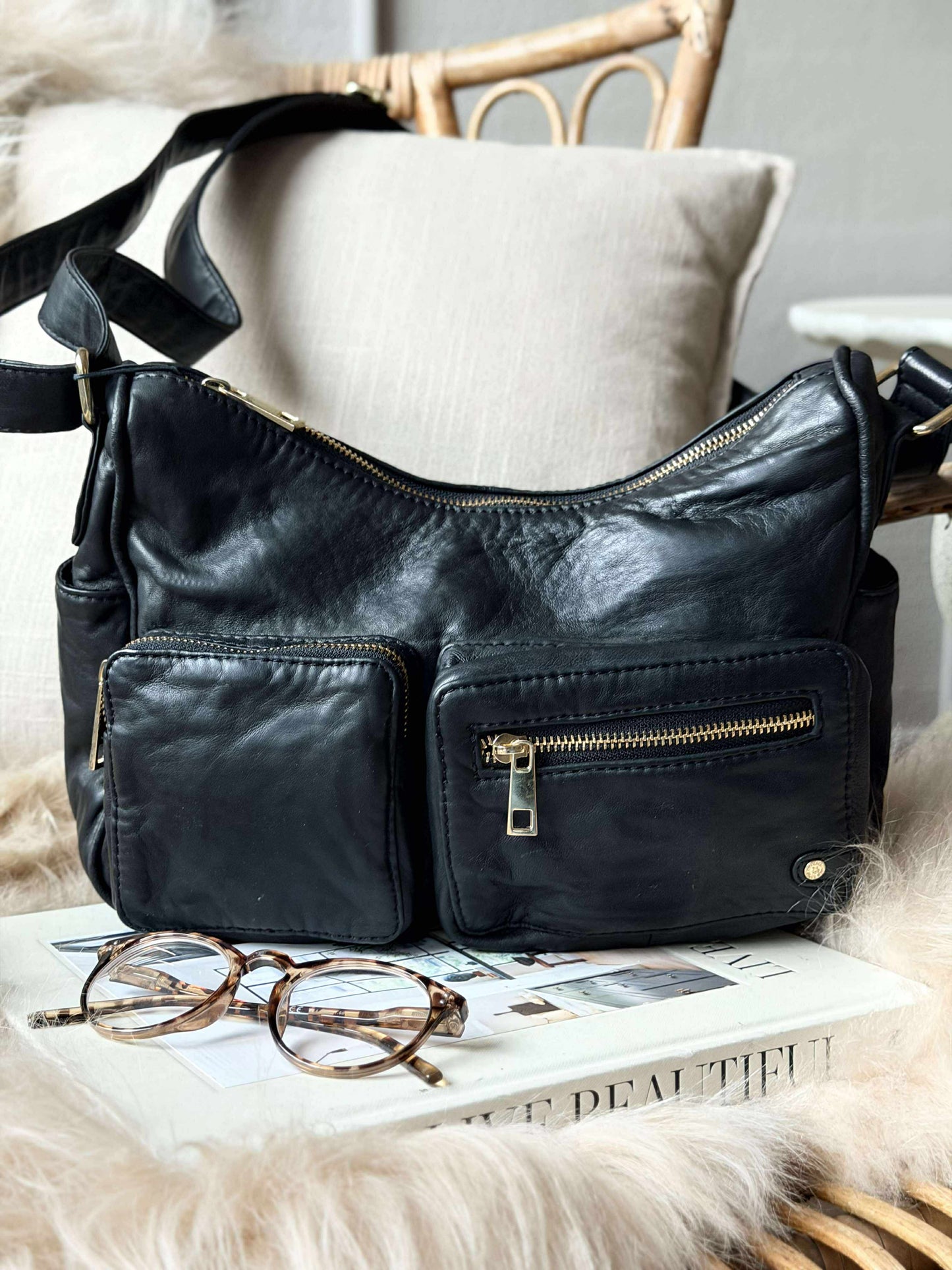 Skuldertaske Sienna - Black gold