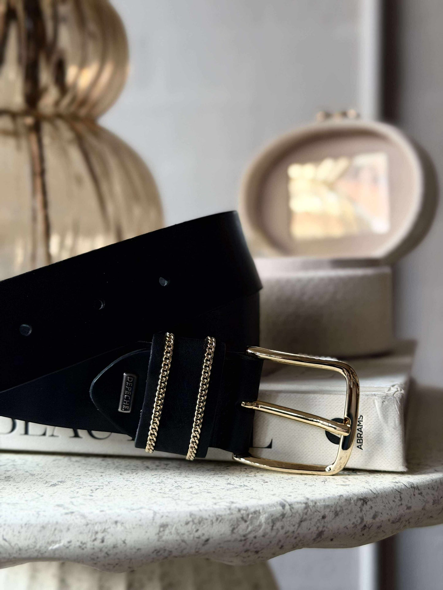 Jeans bælte - Black / gold