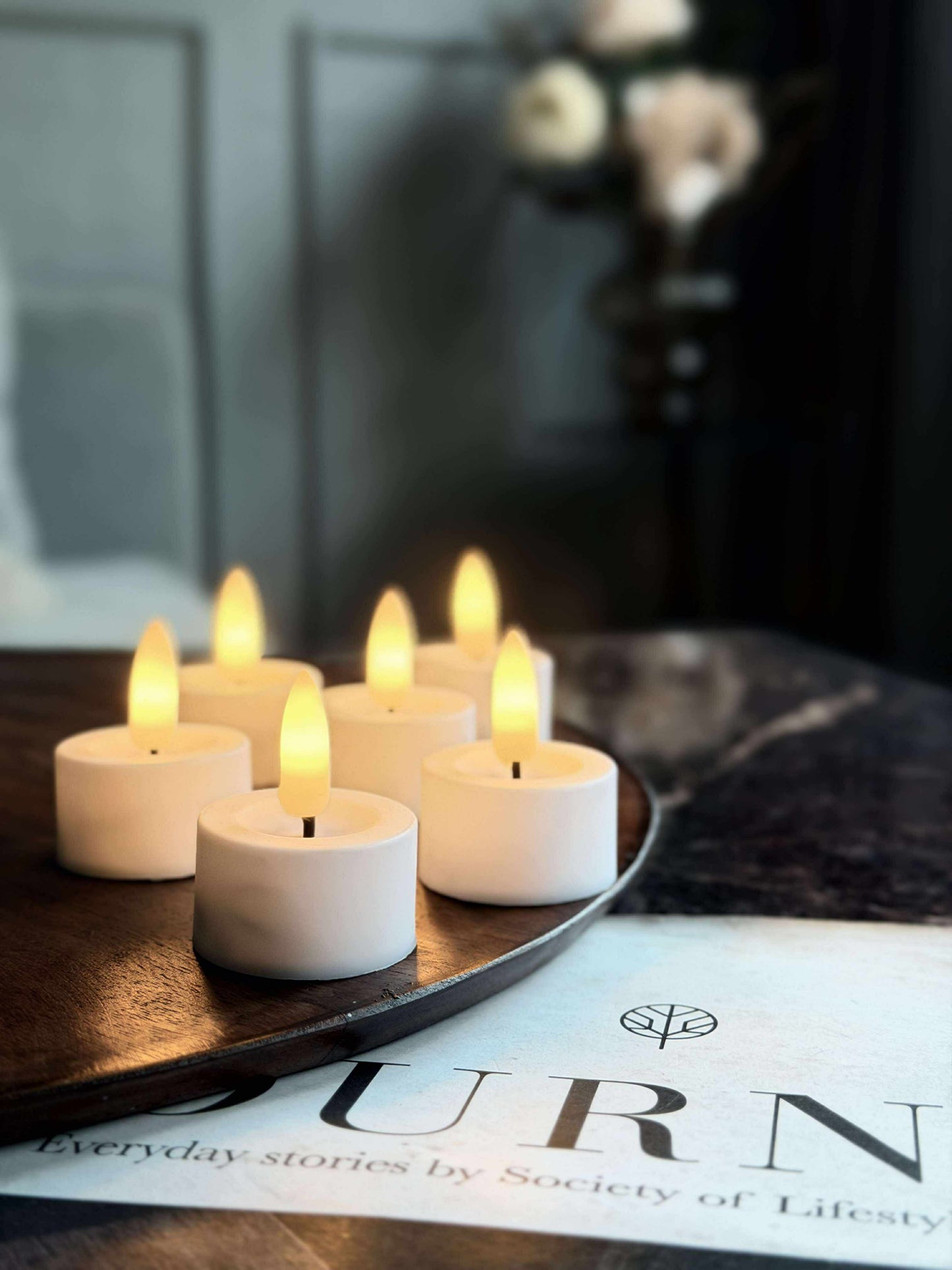LED fyrfadslys 6 stk + Fjernbetjening med timer