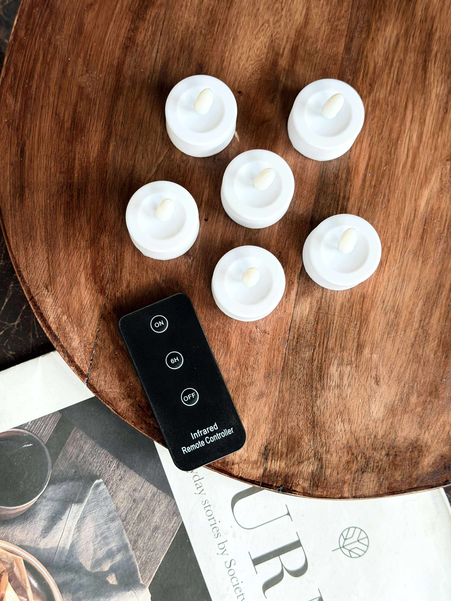 LED fyrfadslys 6 stk + Fjernbetjening med timer