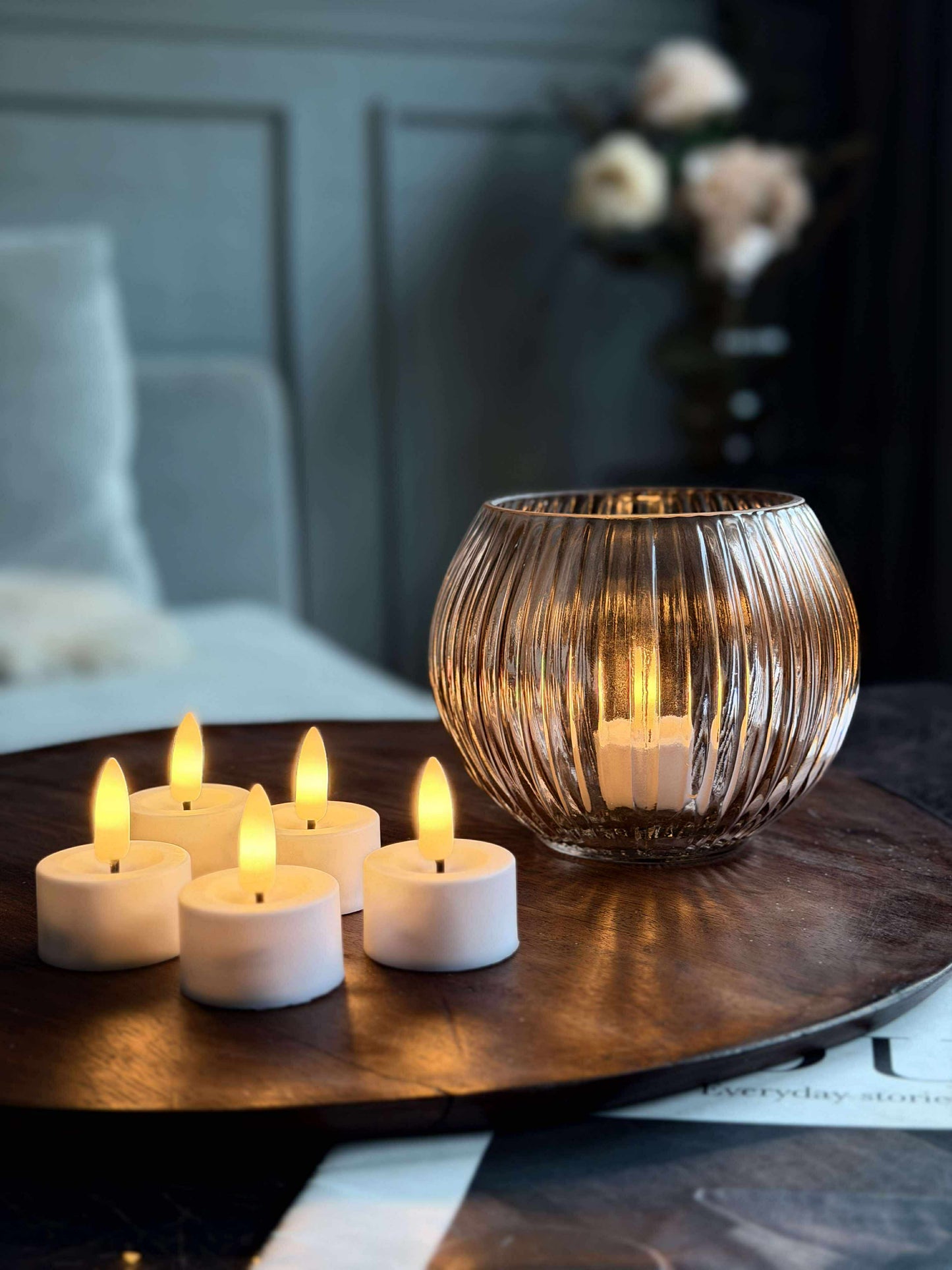 LED fyrfadslys 6 stk + Fjernbetjening med timer