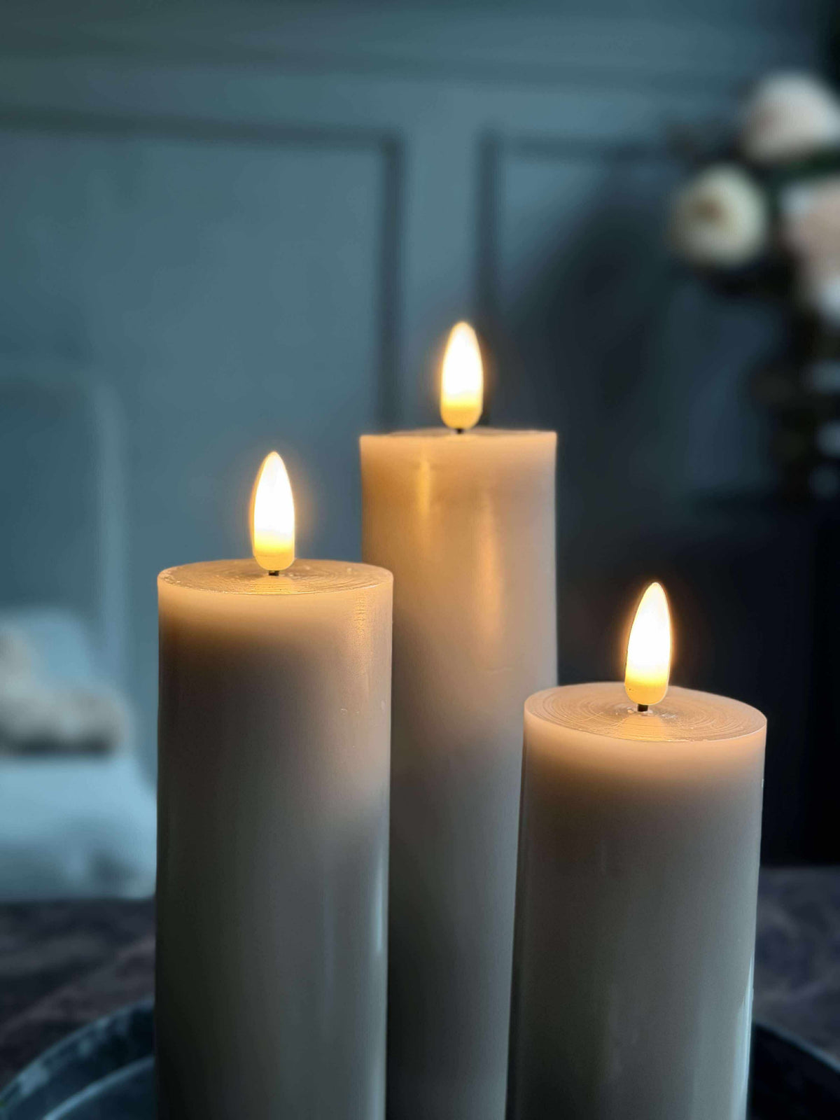 LED Bloklys / Sand – 3 stk. Lys – Inkl. fjernbetjening // Gaveæske