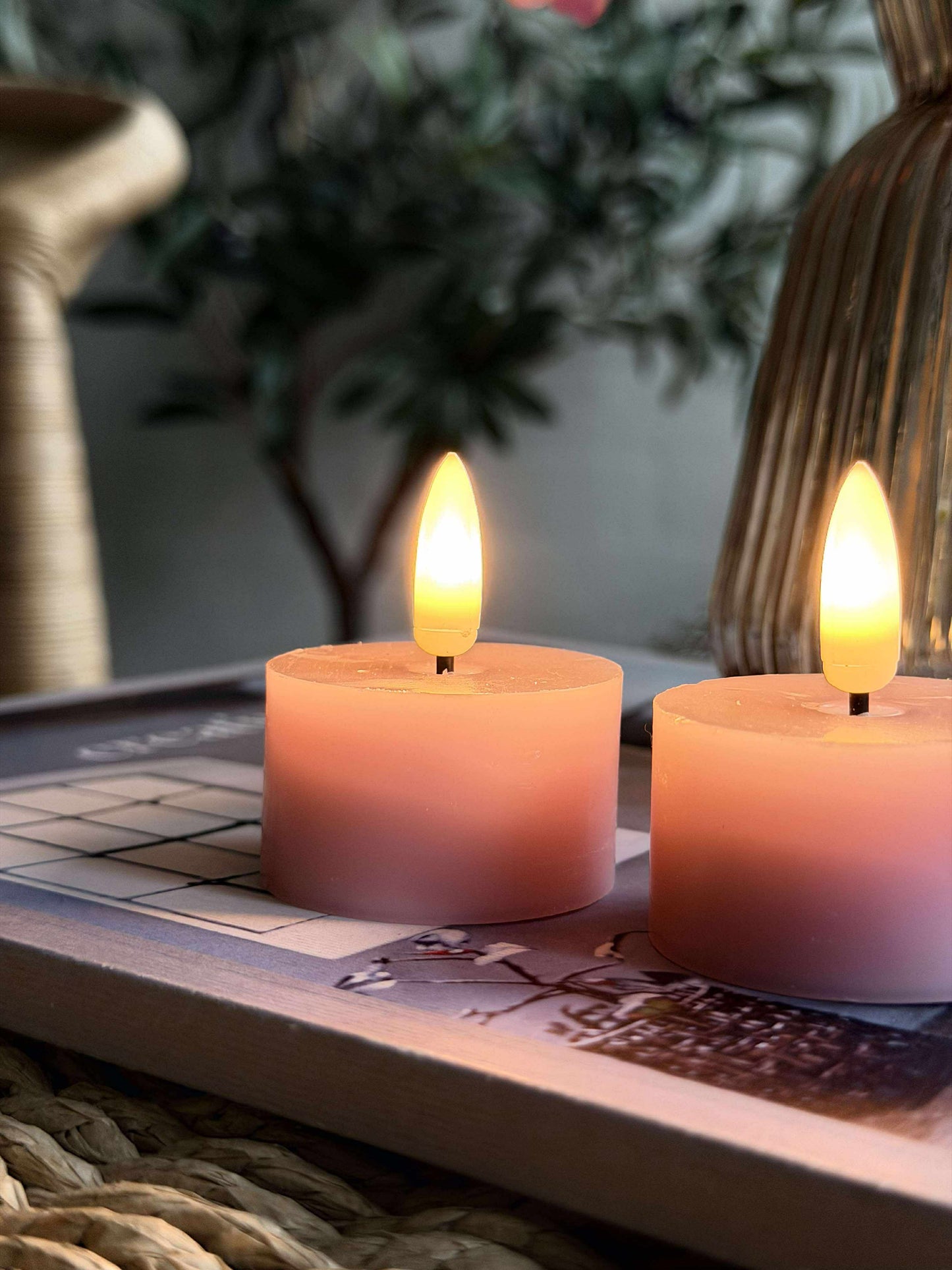 LED Fyrfadslys 2 stk - Rosa voks