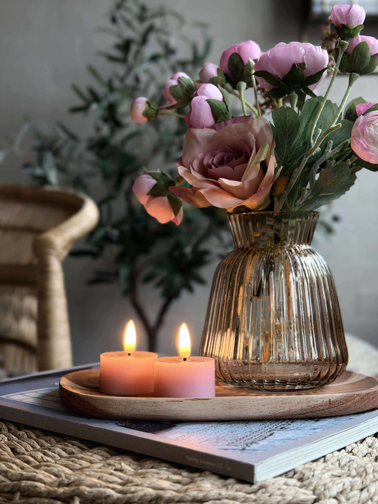 LED Fyrfadslys 2 stk - Rosa voks