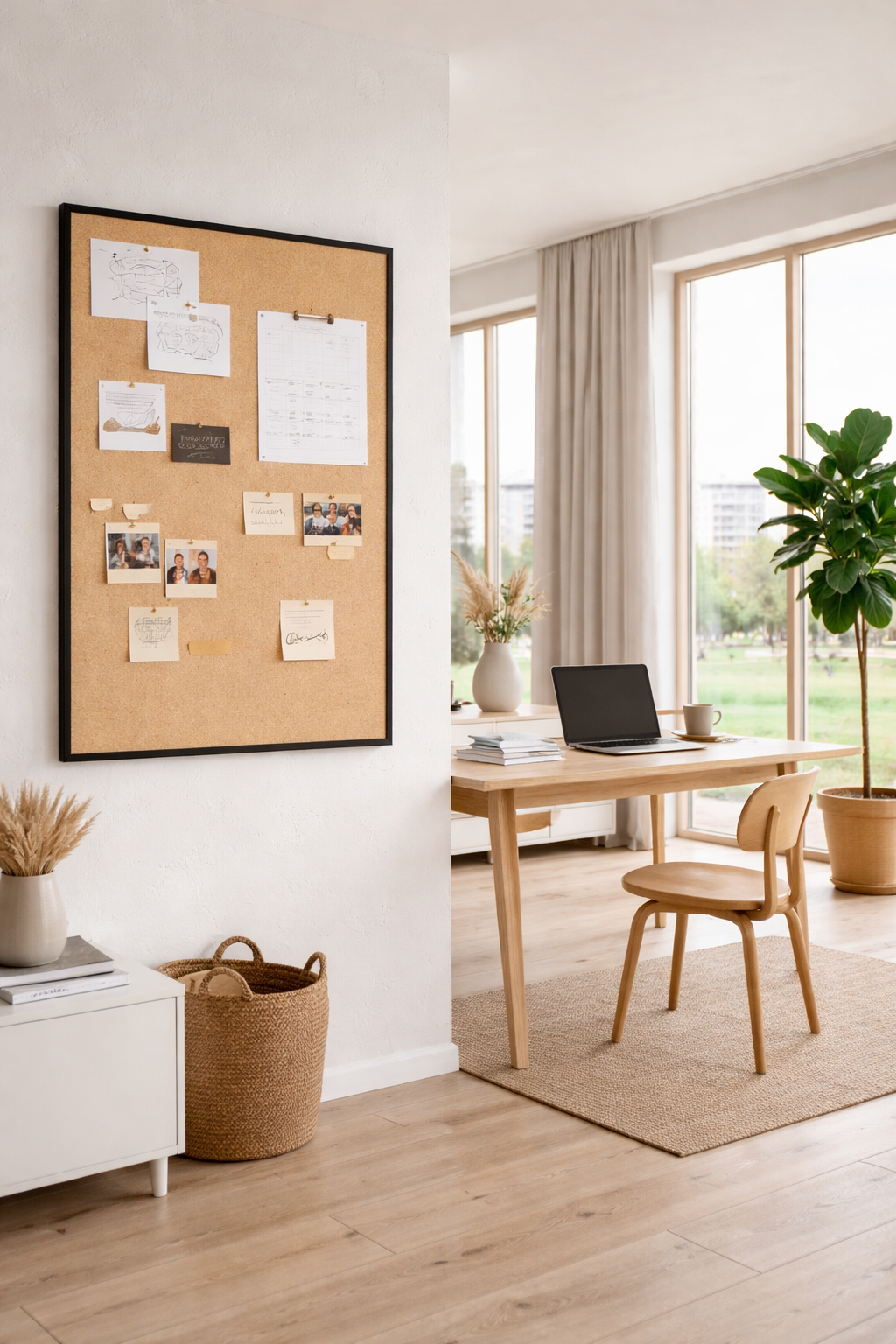 Stor Hessian opslagstavle m. Sort Træramme – 100x60cm