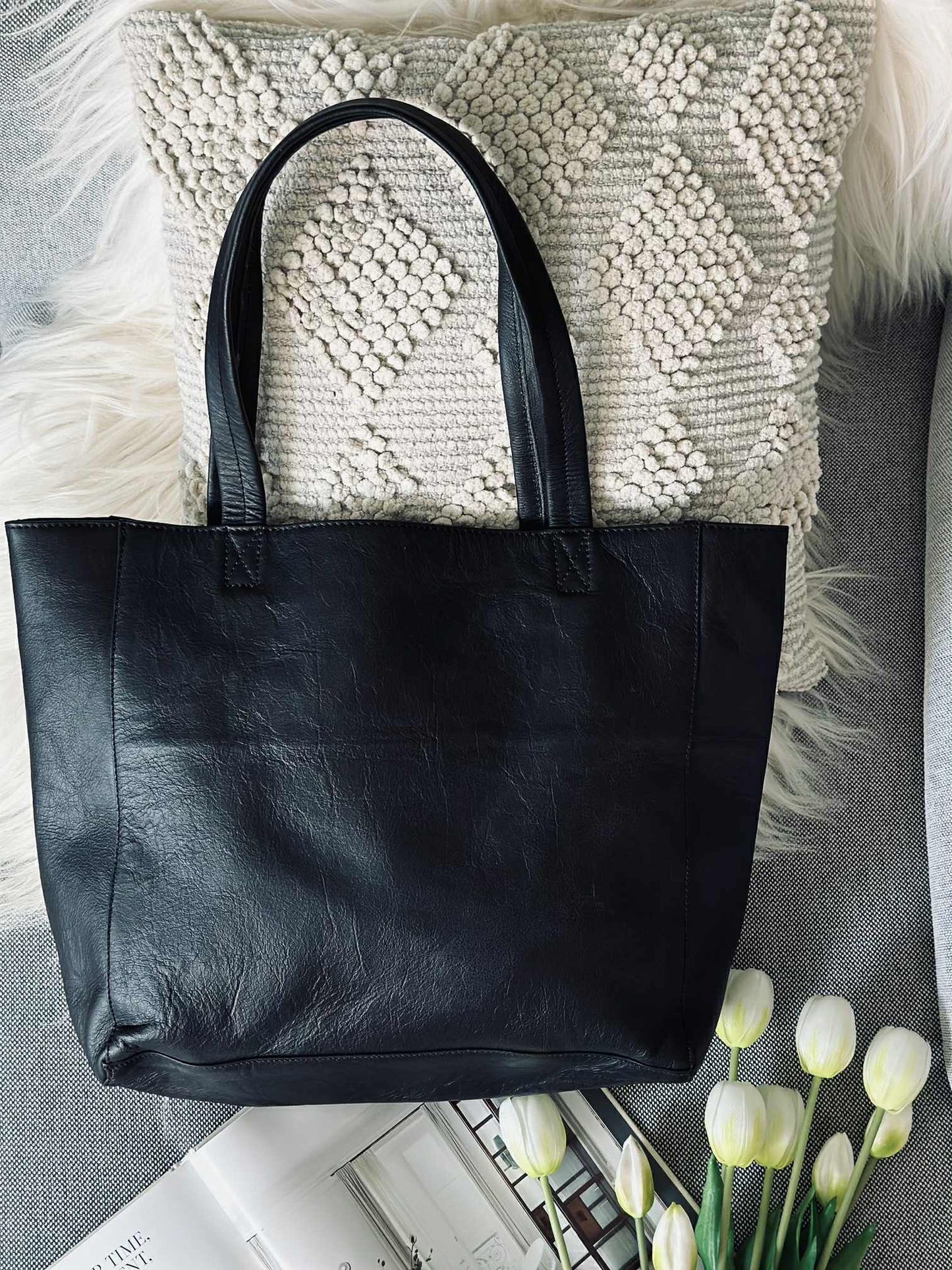 Shopper Anna - Black leather