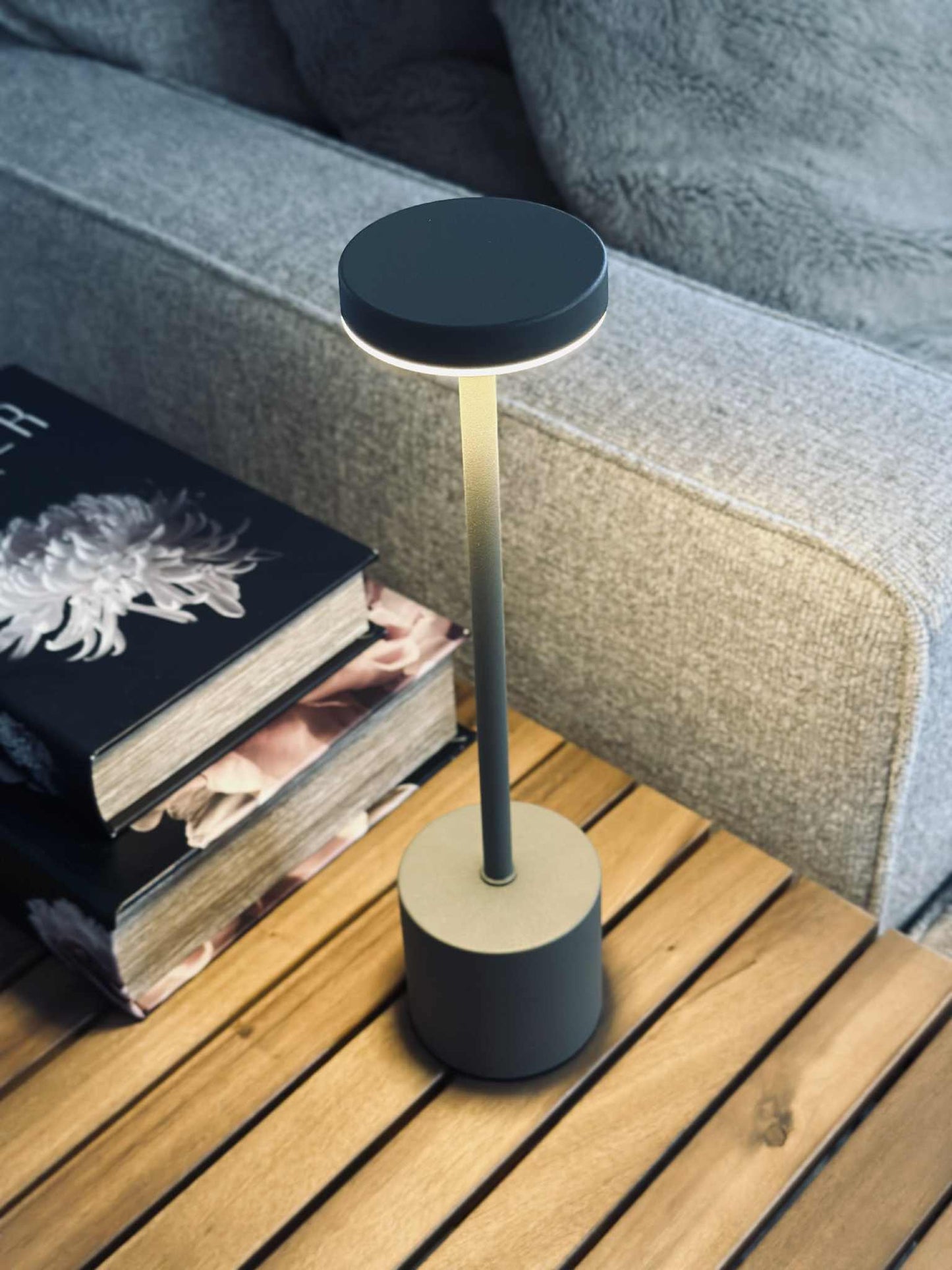 LED bordlampe KELLY Taupe - genopladelig