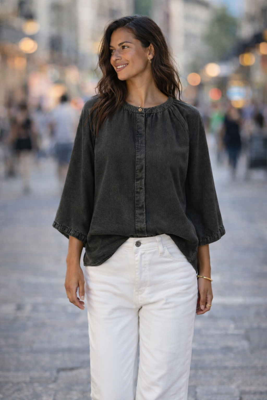 Skjorte bluse Victoria - Stone grey