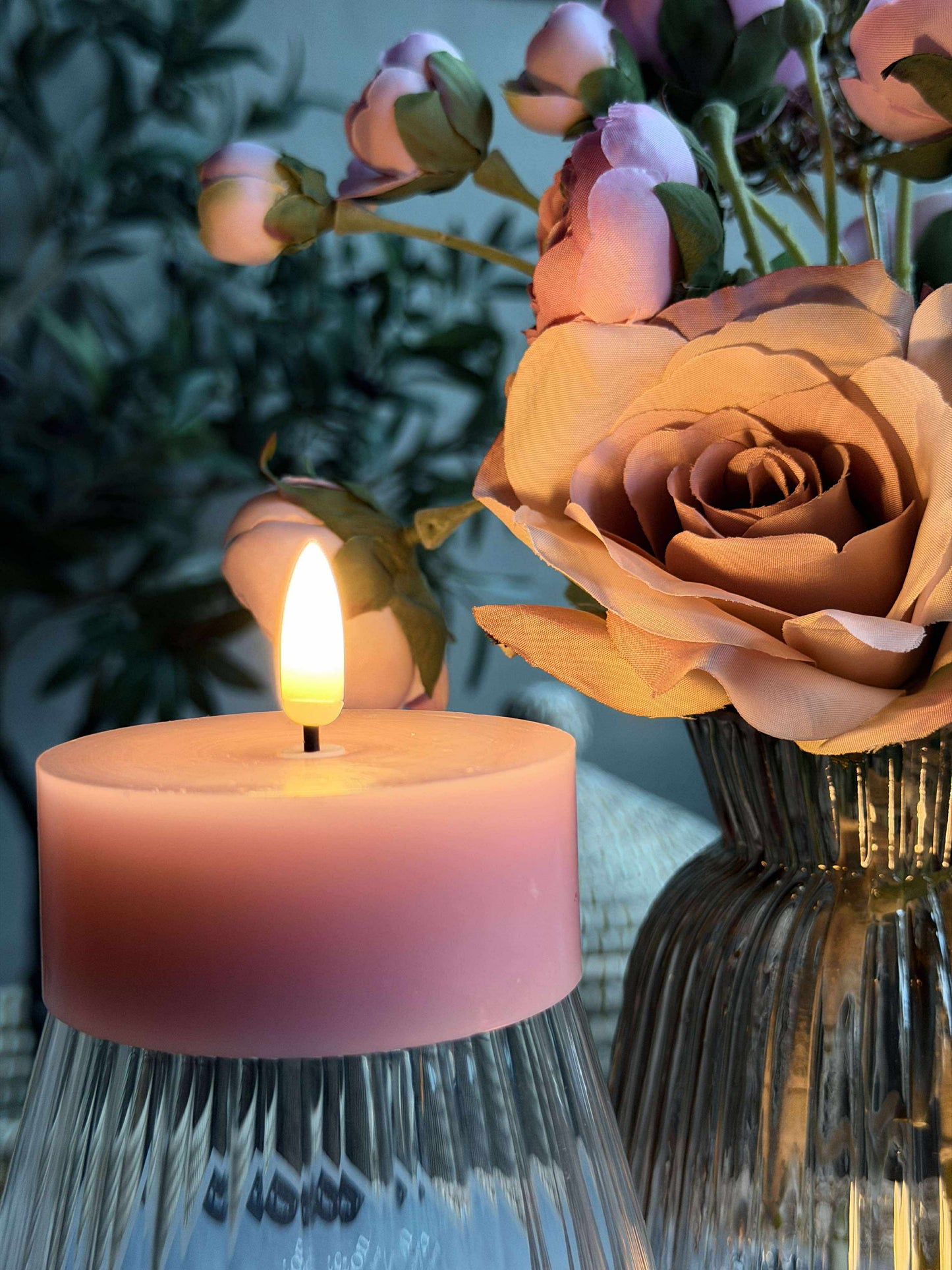 LED JUMBO Fyrfadslys 2 stk - Rosa voks