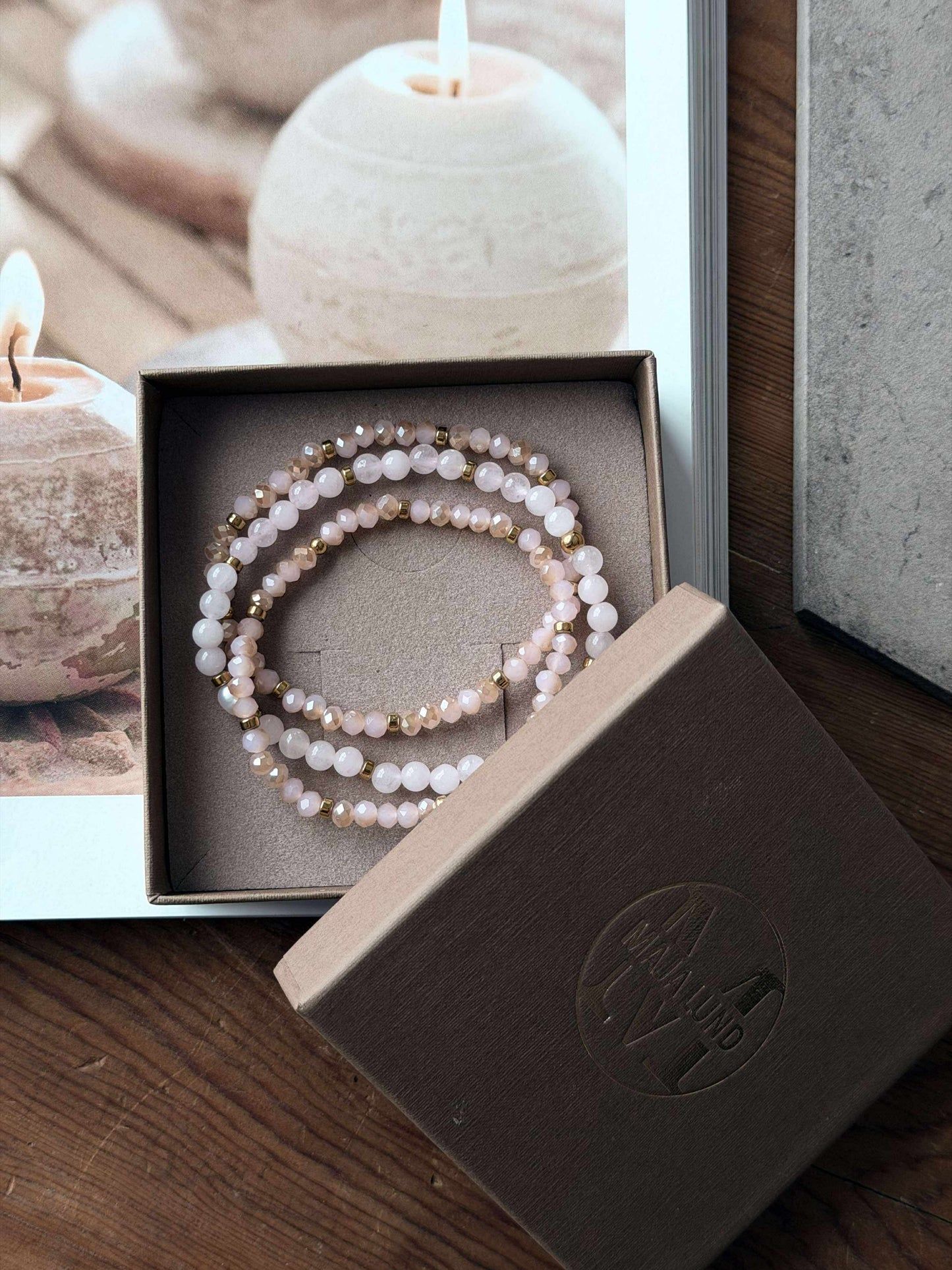 Armbånd Leah Soft Rose – Sæt med 3 stk
