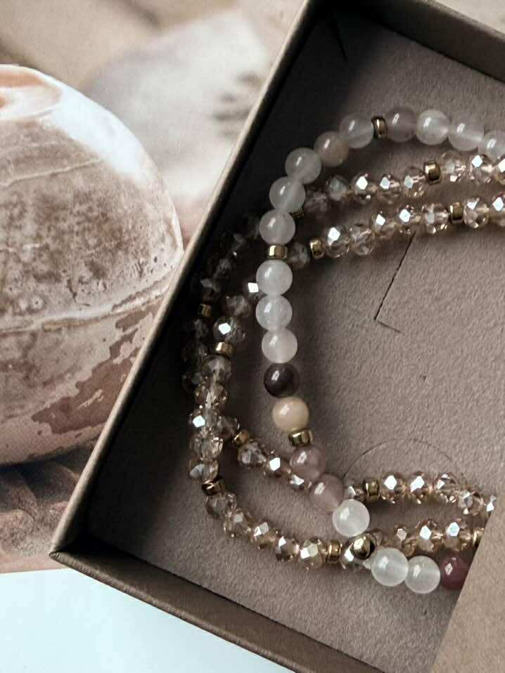 Armbånd Leah Blush/Natur – Sæt med 3 stk
