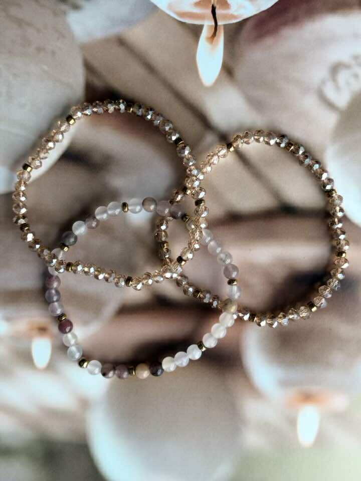 Armbånd Leah Blush/Natur – Sæt med 3 stk