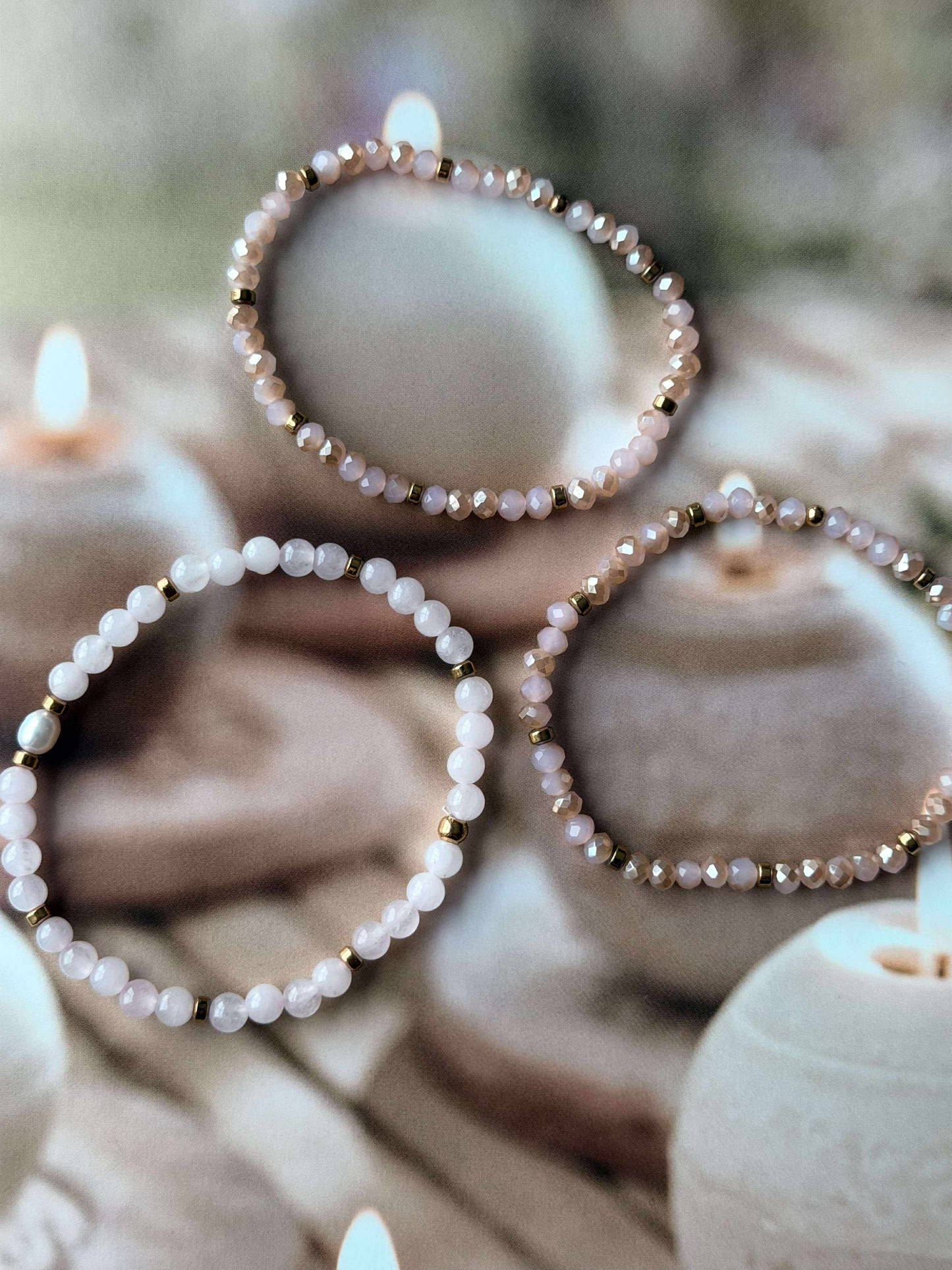 Armbånd Leah Soft Rose – Sæt med 3 stk