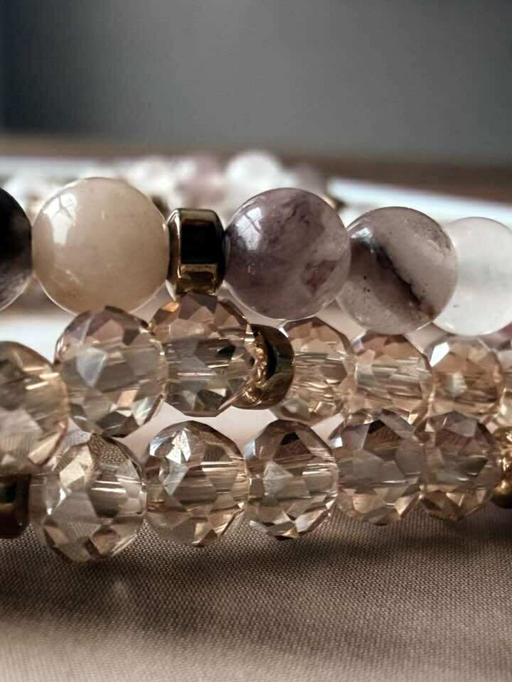 Armbånd Leah Blush/Natur – Sæt med 3 stk