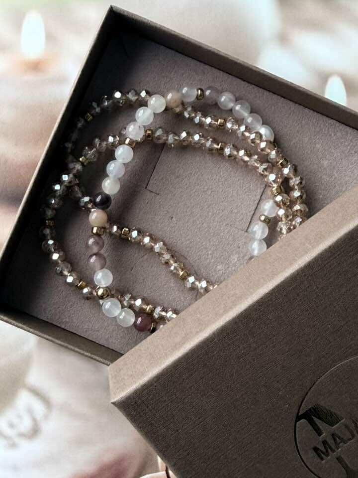 Armbånd Leah Blush/Natur – Sæt med 3 stk