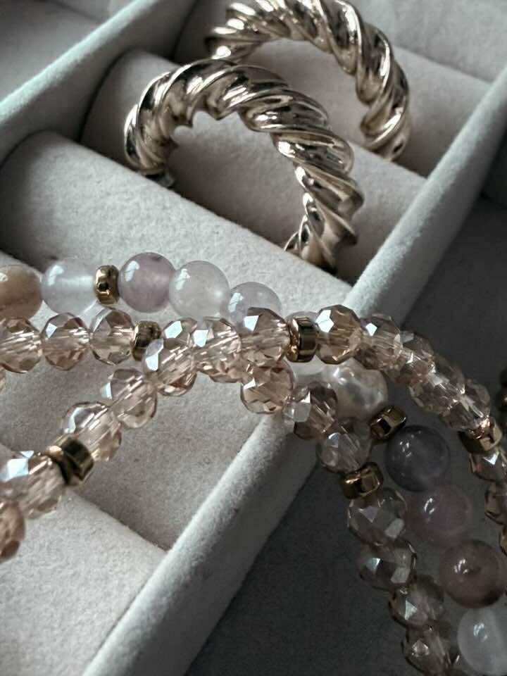 Armbånd Leah Blush/Natur – Sæt med 3 stk