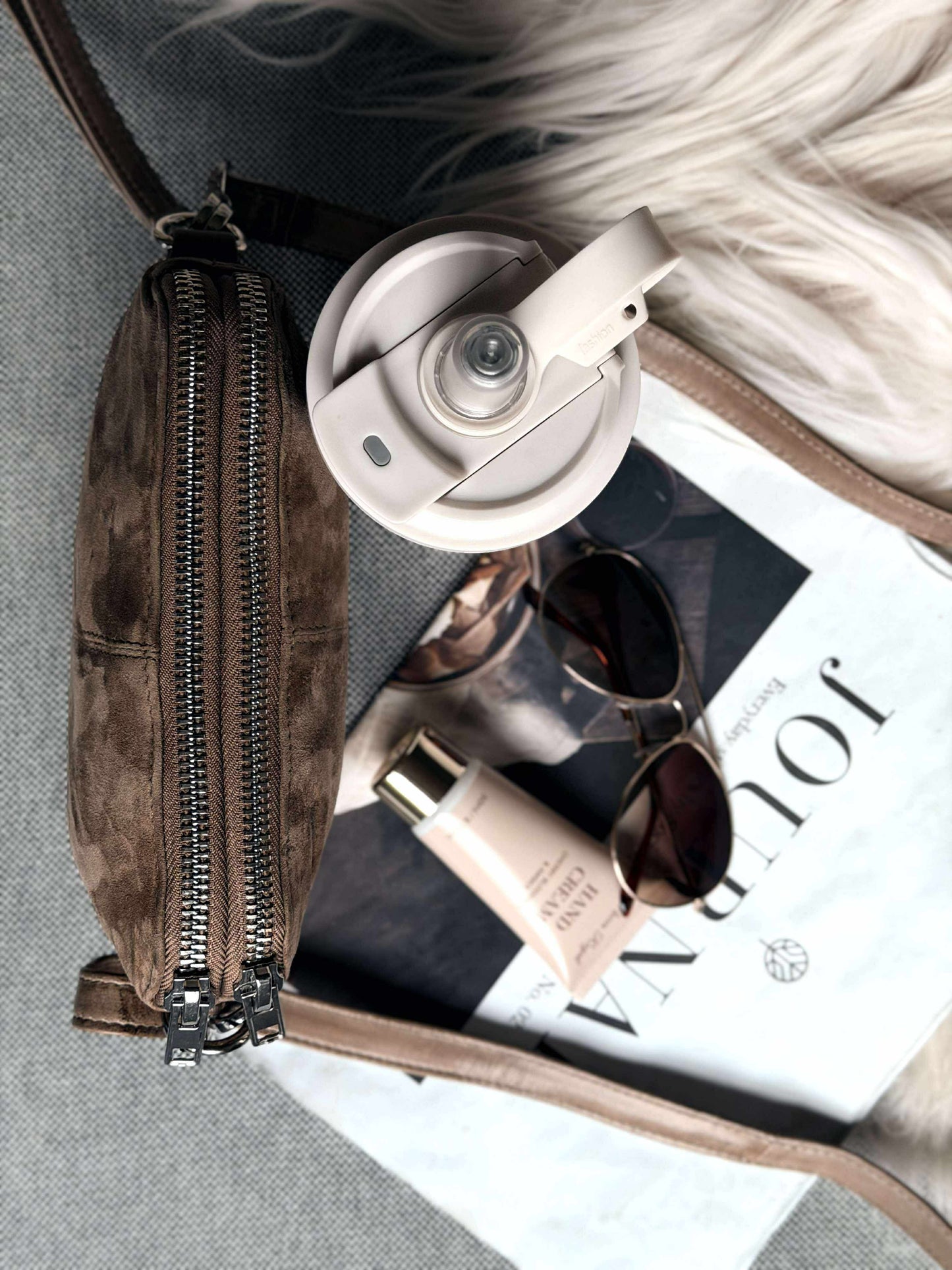 Crossbody clutch ALICE - Nude brown