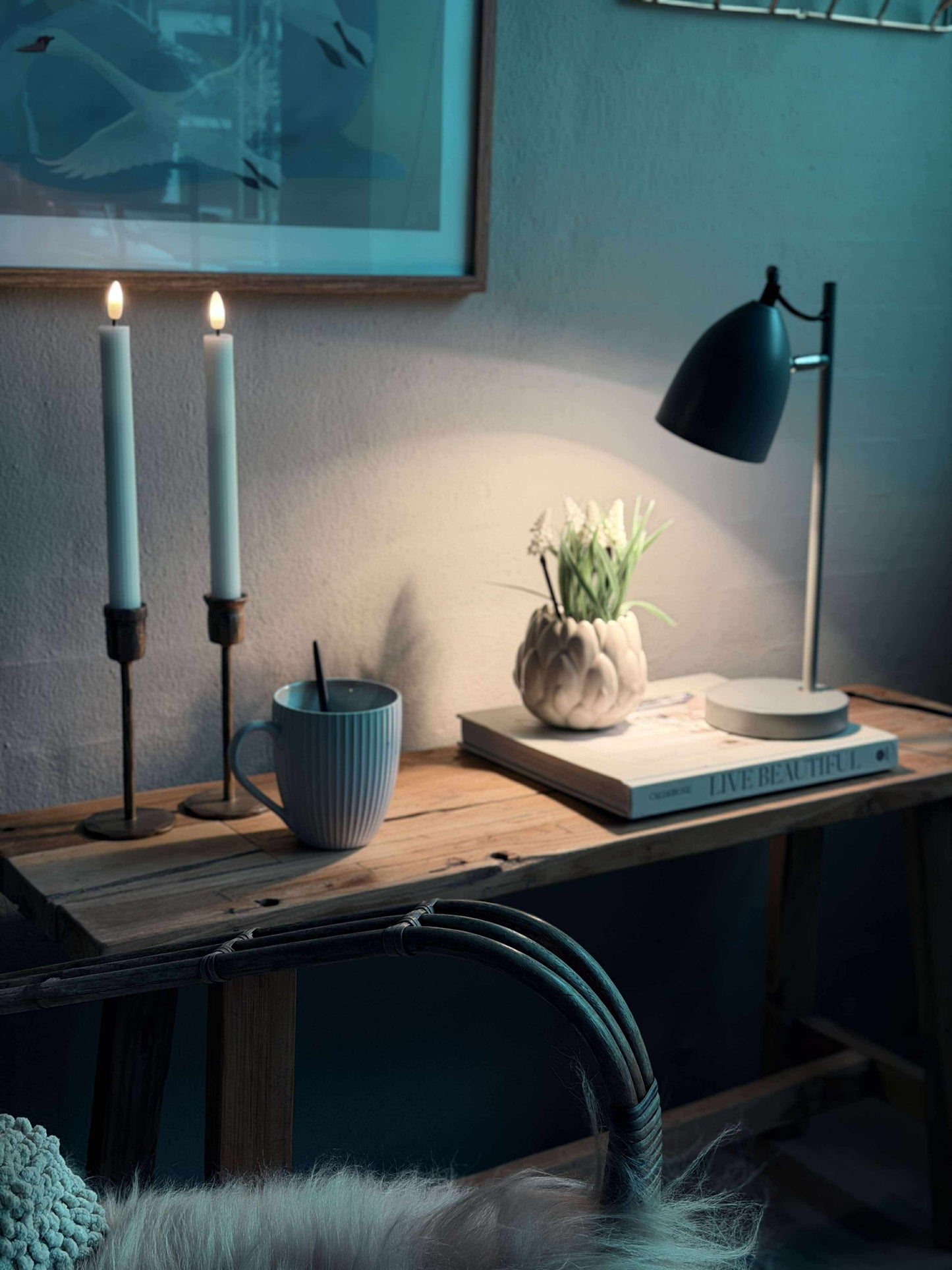 Bordlampe - Grå metal
