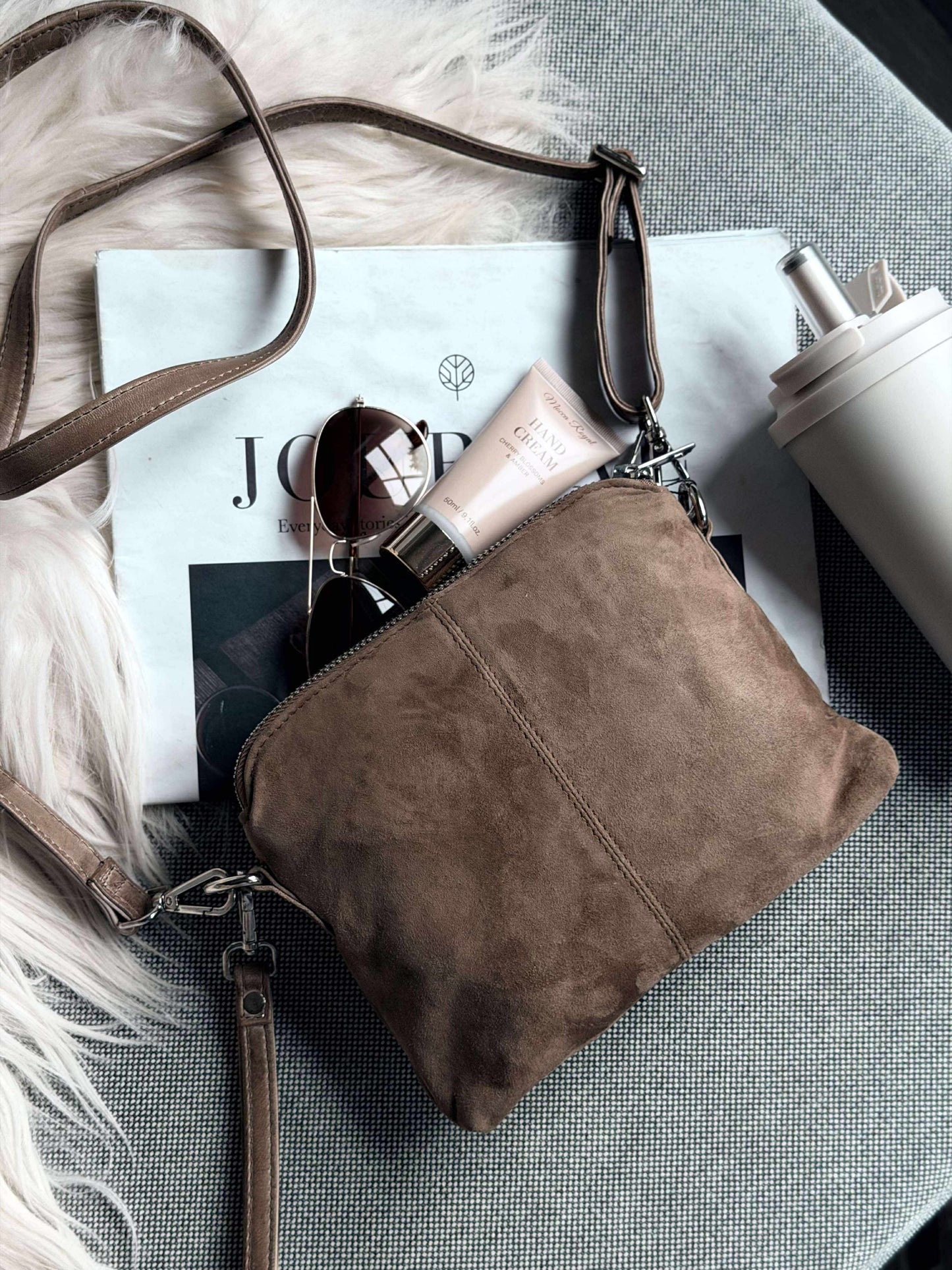 Crossbody clutch ALICE - Nude brown