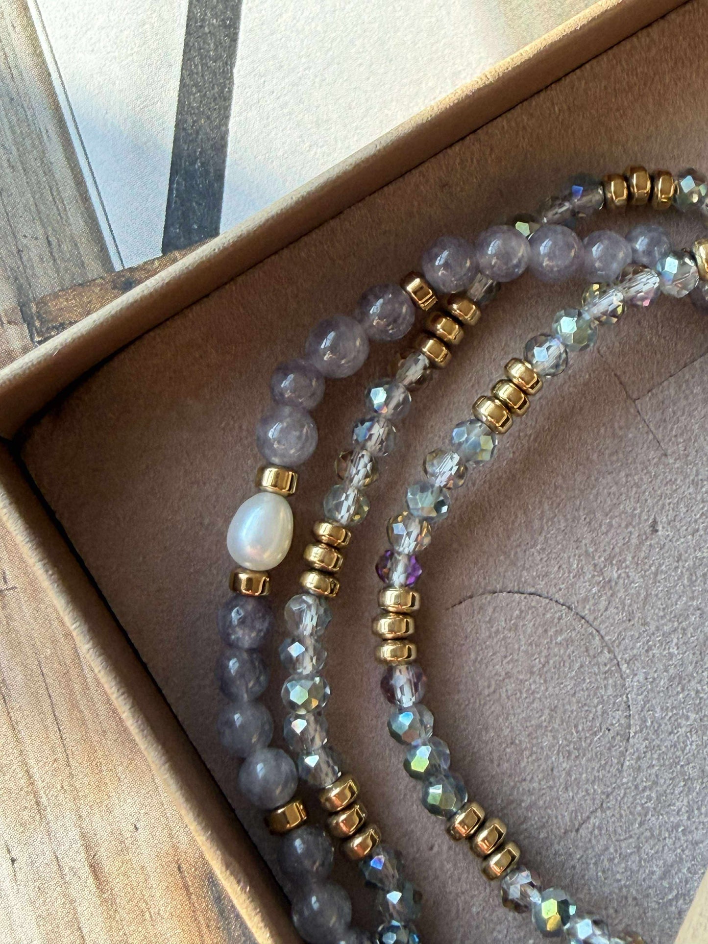 Armbånd Leah Lavendel/Stone – Sæt med 3 stk