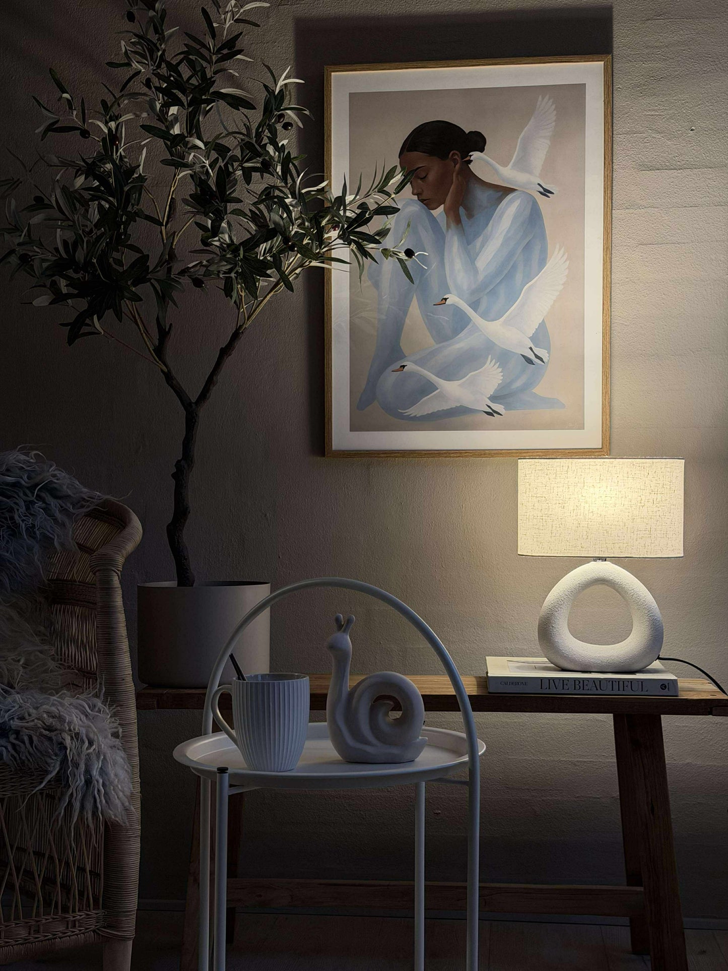 Bordlampe STONEWARE - Lys Natur