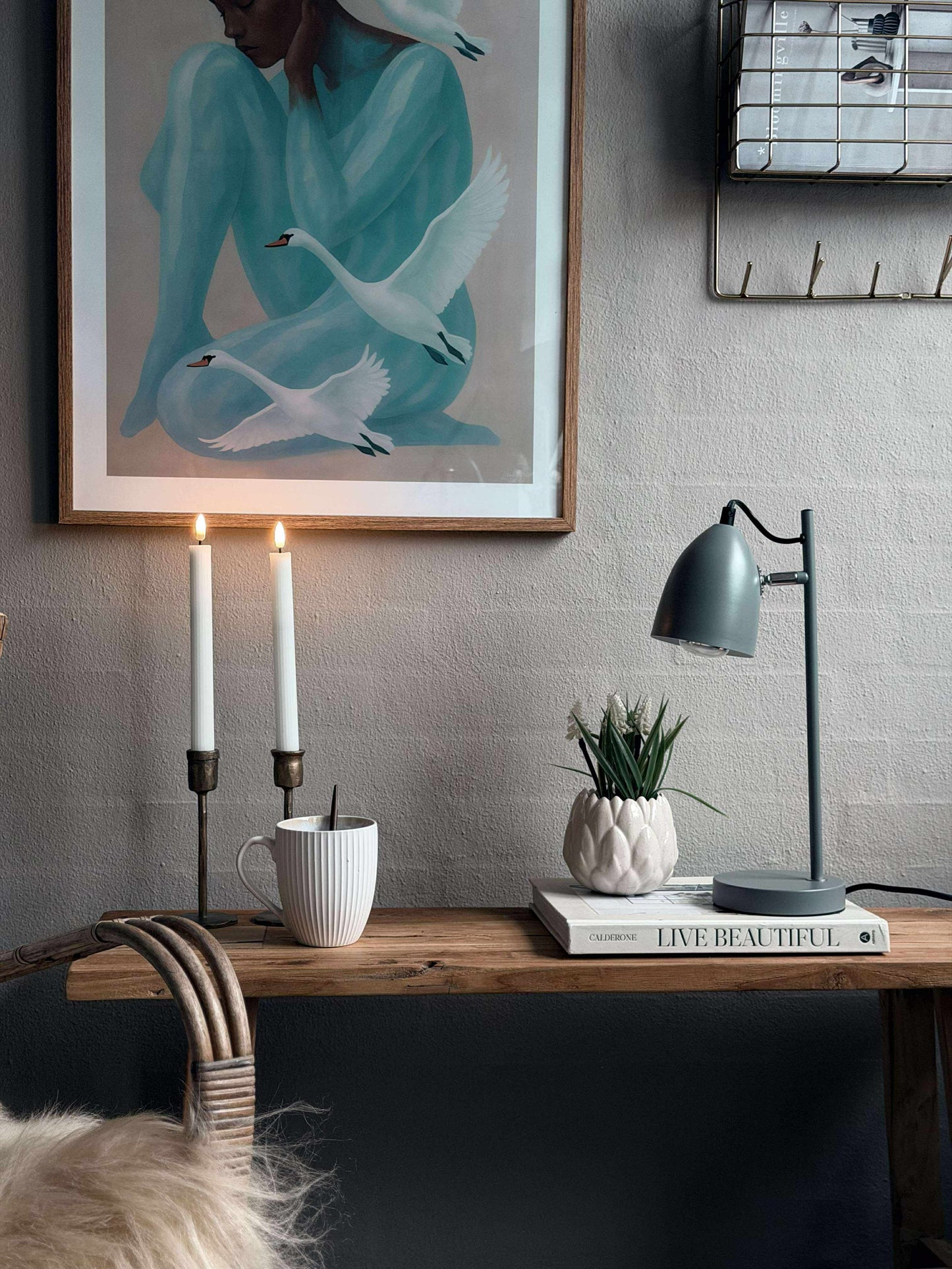 Bordlampe - Grå metal