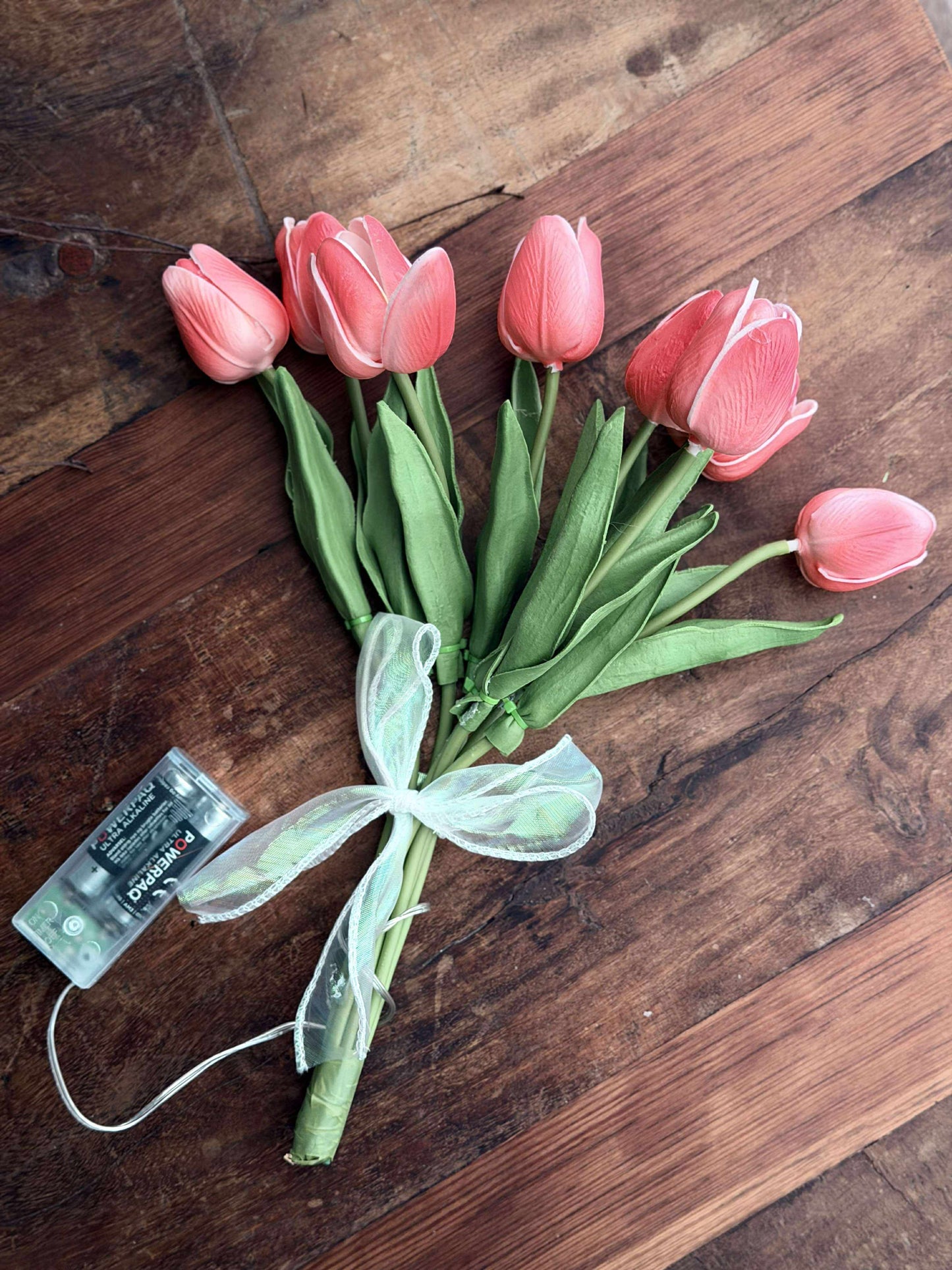 Tulipaner med lys - Rød