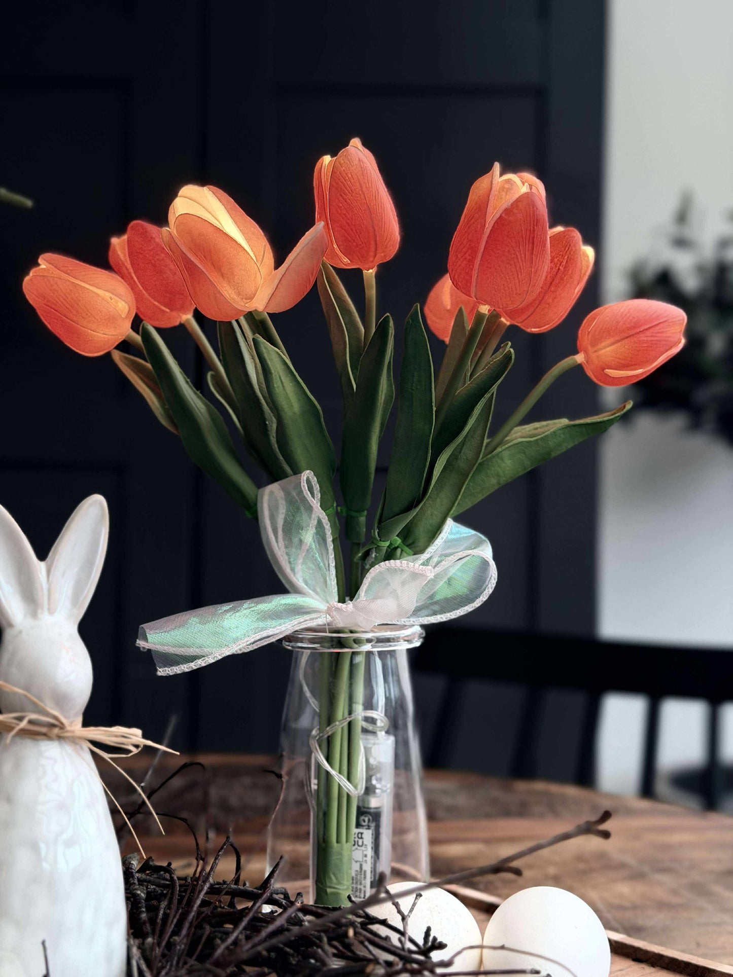 Tulipaner med lys - Rød