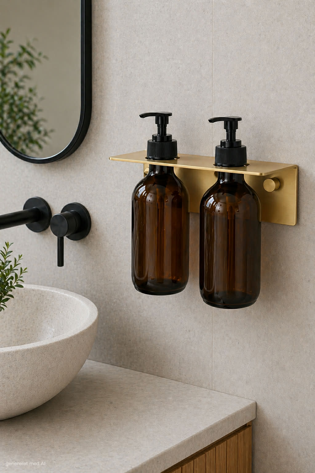 Dobbelt ophæng til dispenser - Messinglook