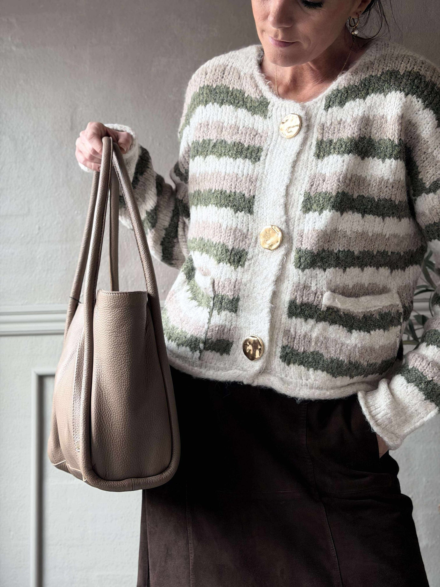Cardigan Grøn strib