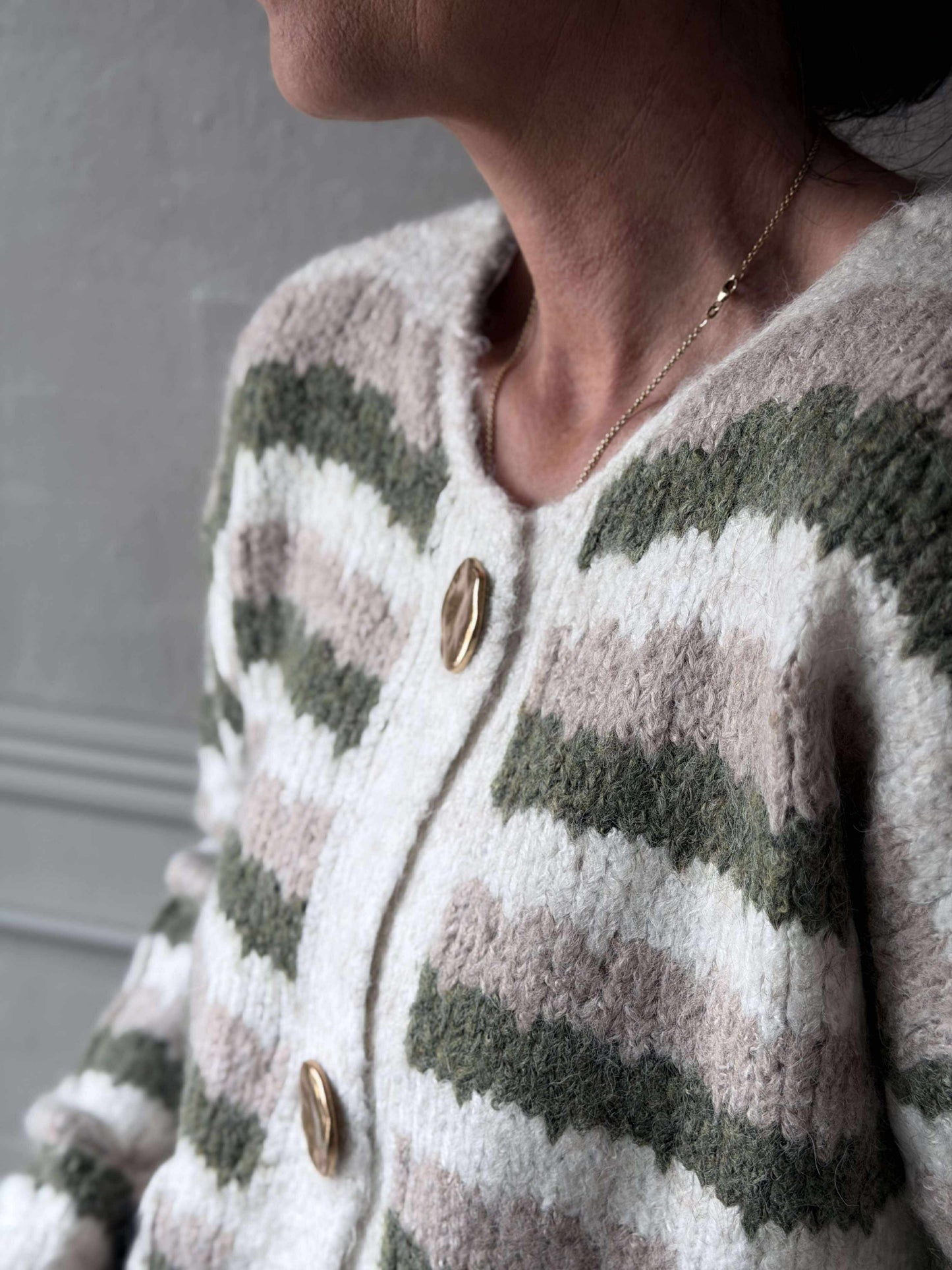 Cardigan Grøn strib