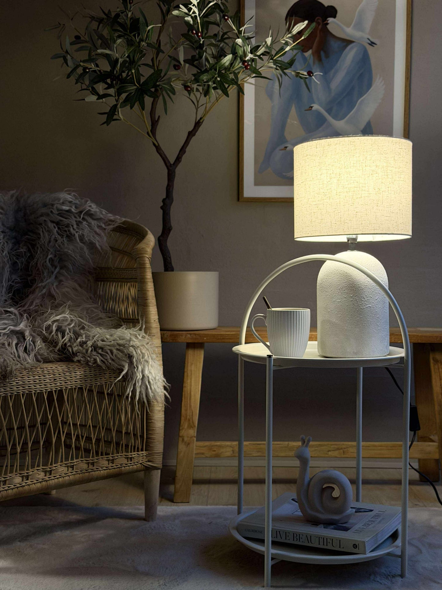 Bordlampe STONEWARE - Lys natur