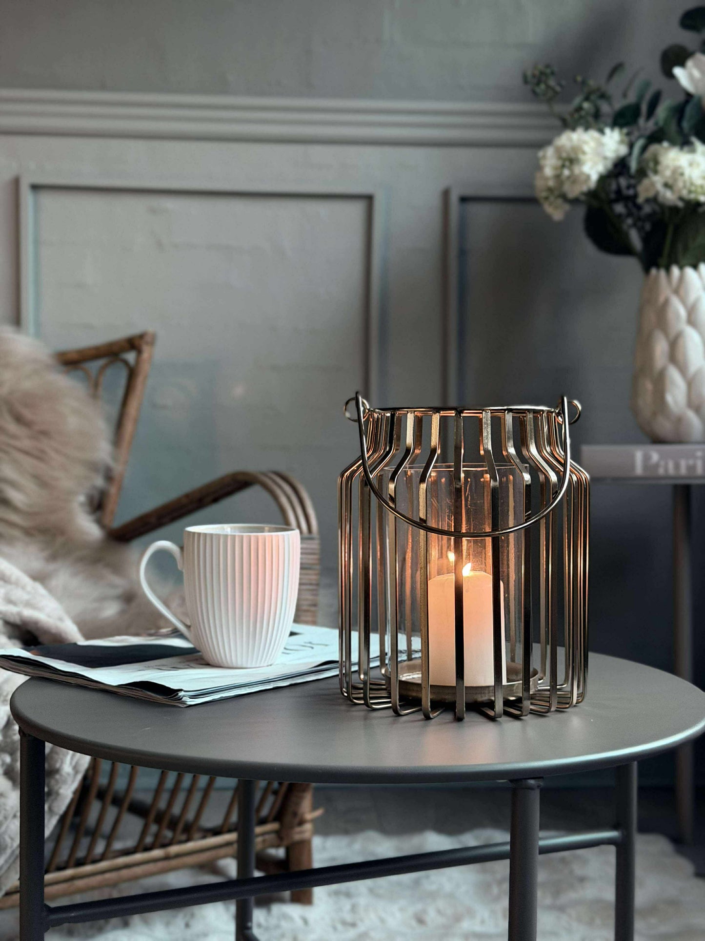 Lanterne med glas - Gold 21cm