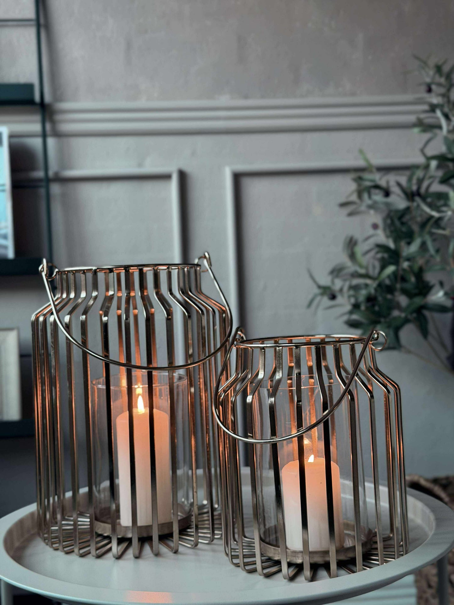 Lanterne med glas - Gold 29cm