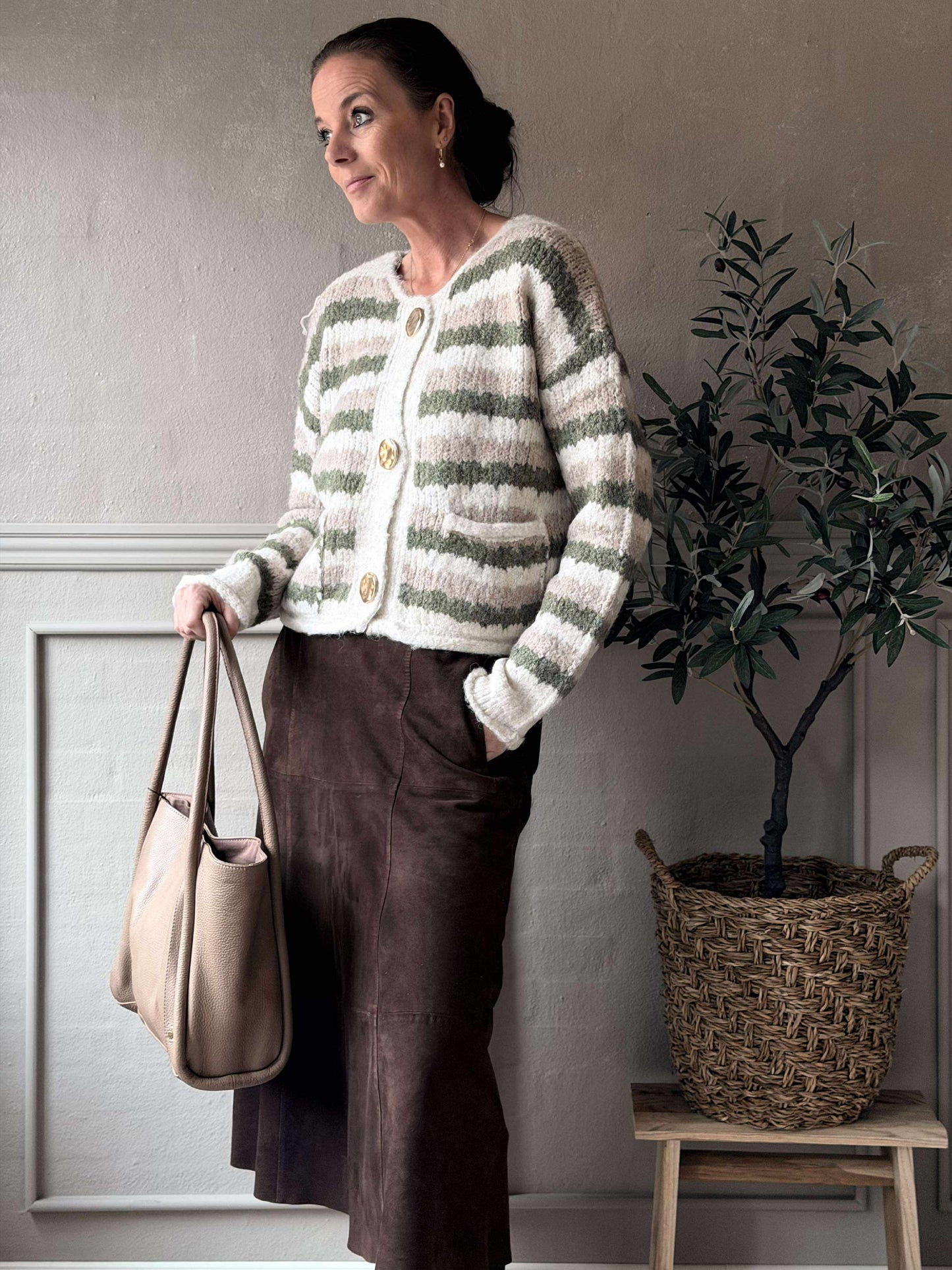Cardigan Grøn strib