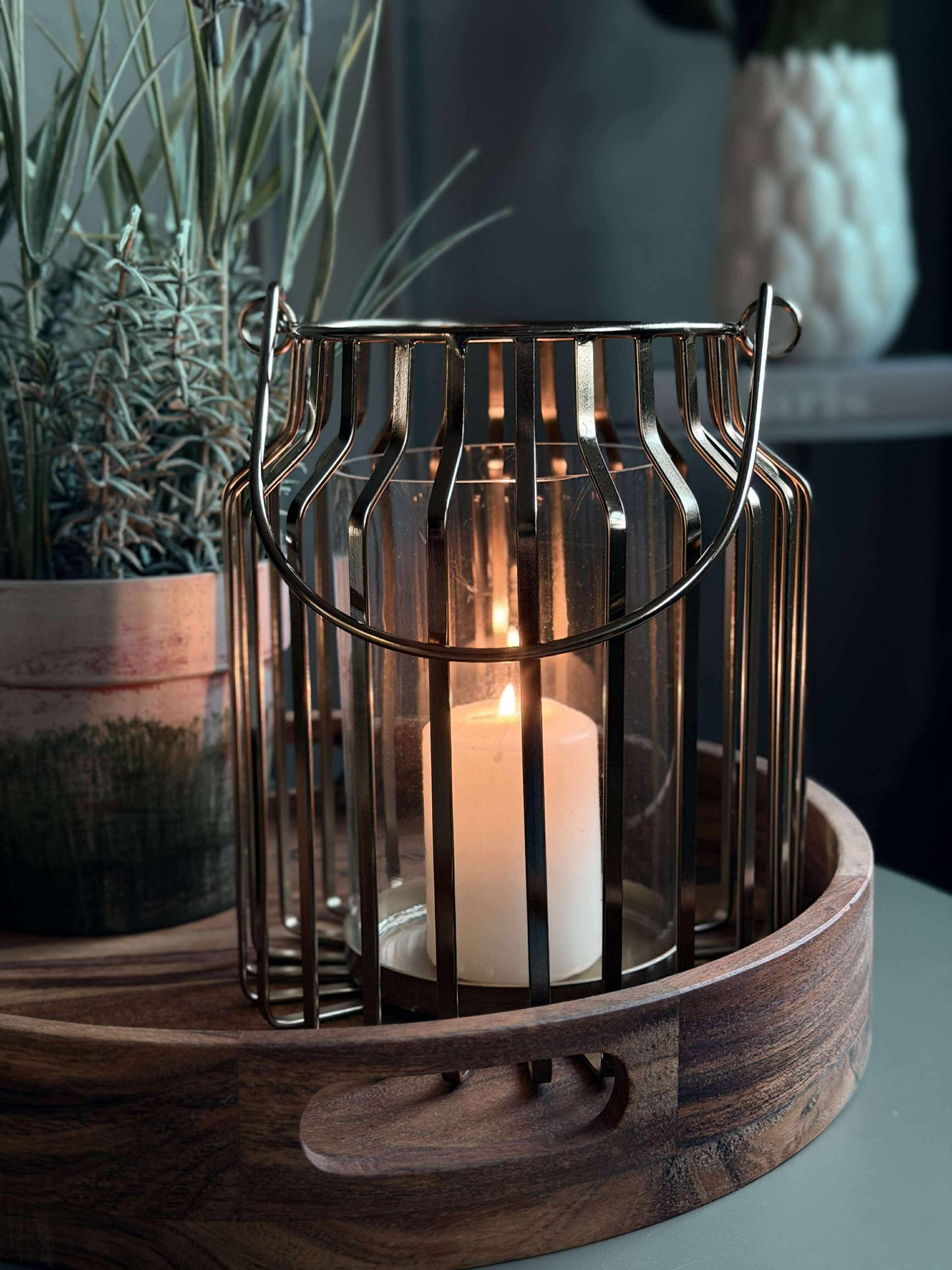 Lanterne med glas - Gold 21cm