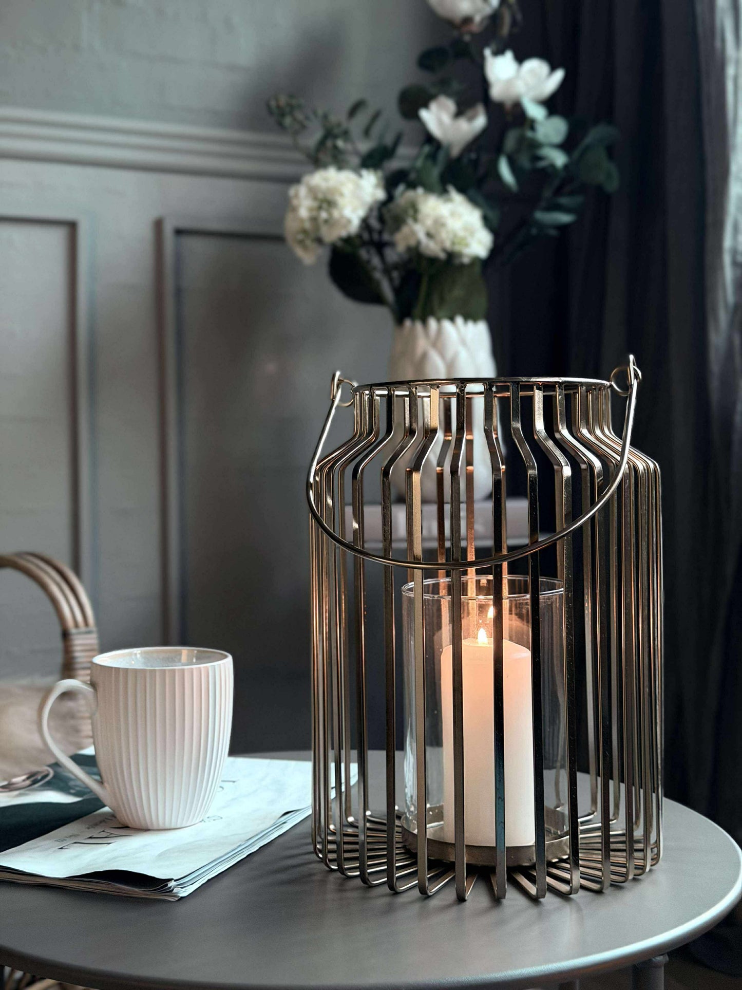 Lanterne med glas - Gold 29cm