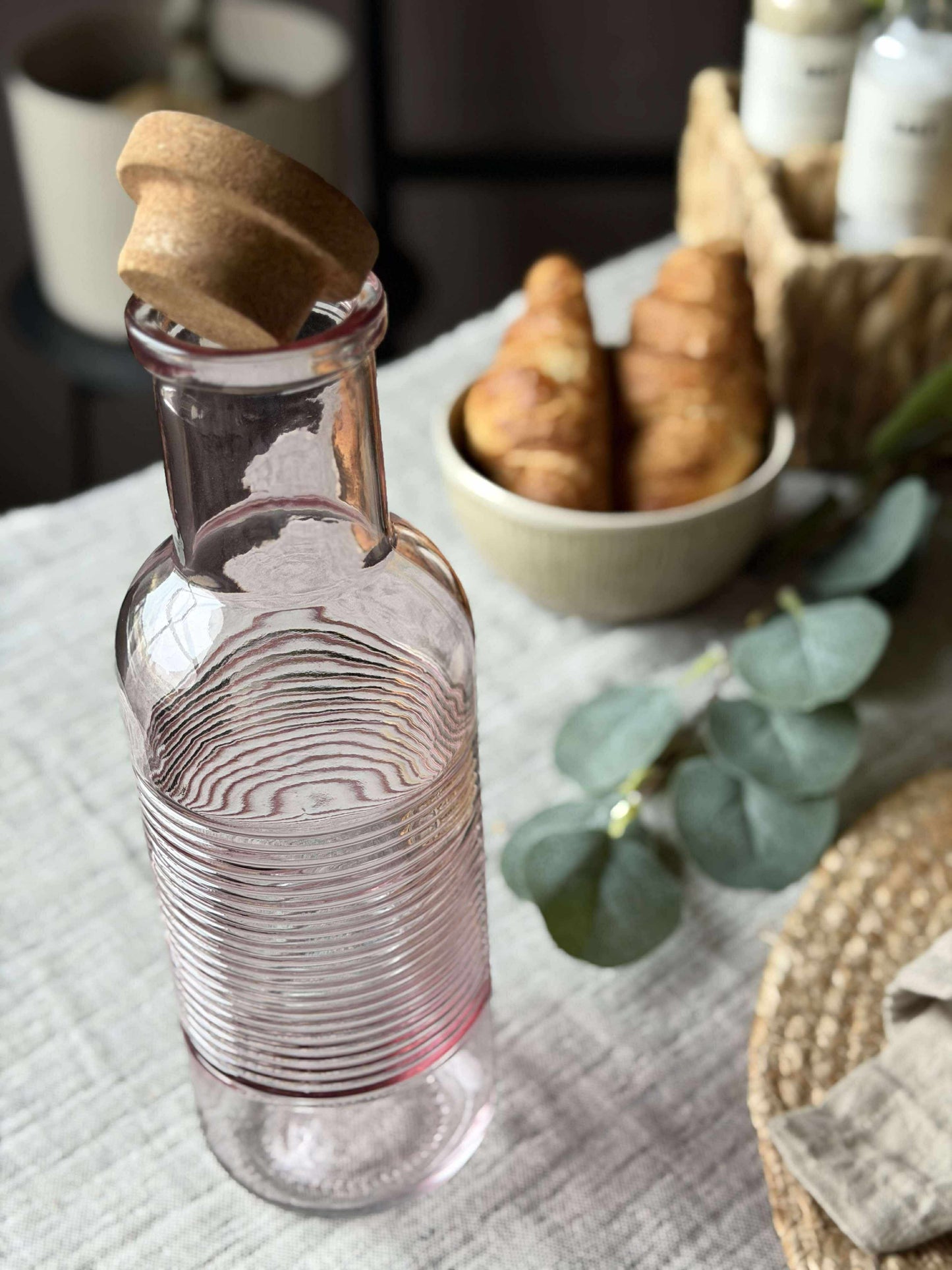 Vandflaske med korkprop – Rosa 1 ltr.